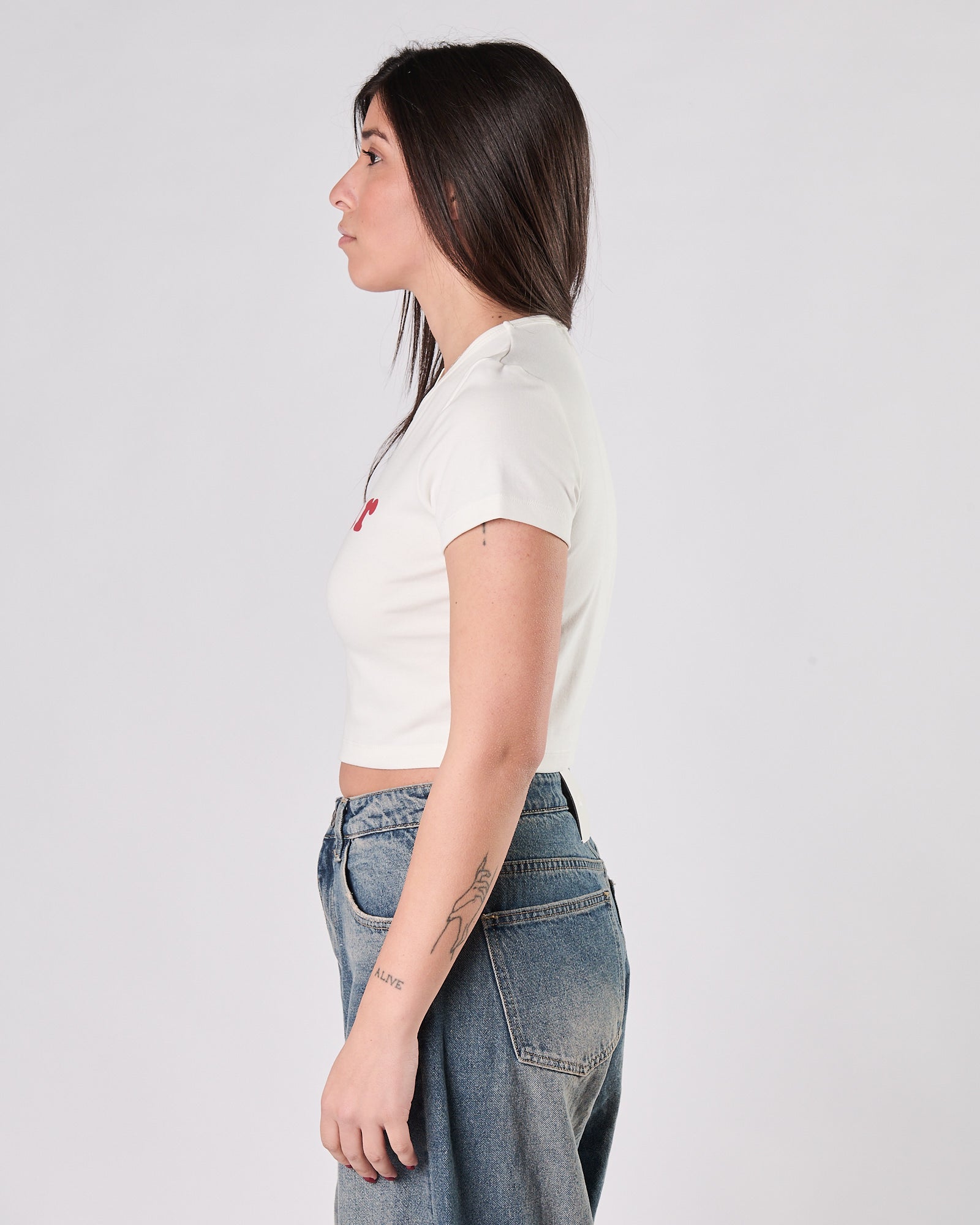 T-shirt Eleh corta bianca con scritta