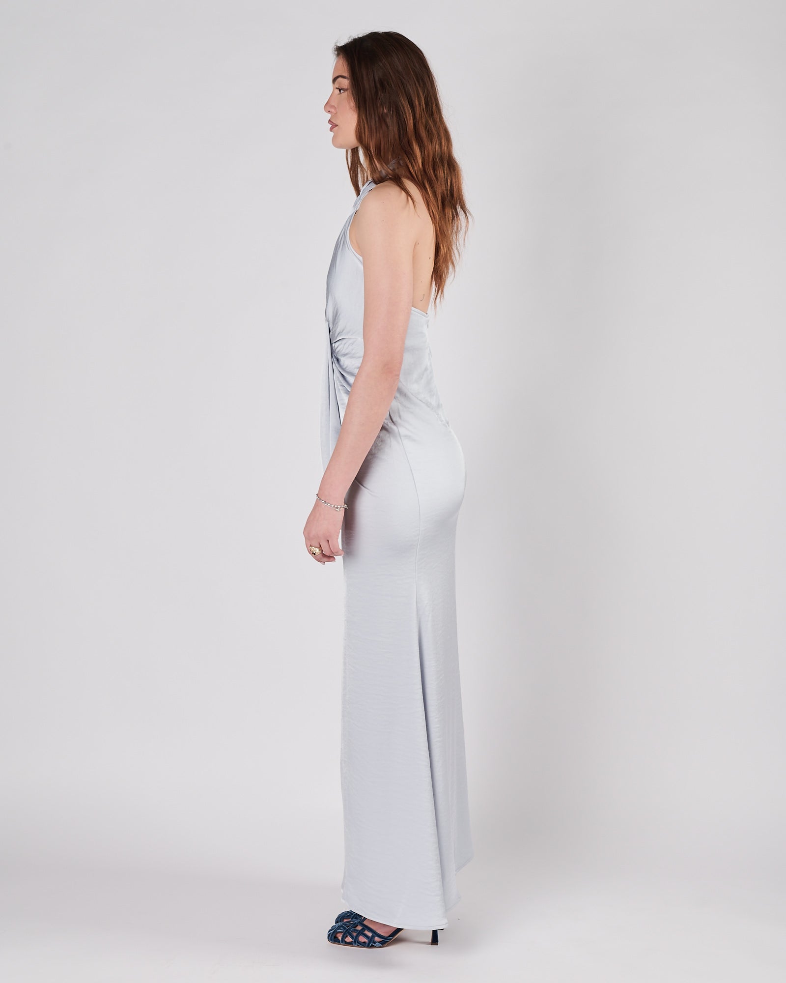 Abito Eleh lungo scivolato celeste