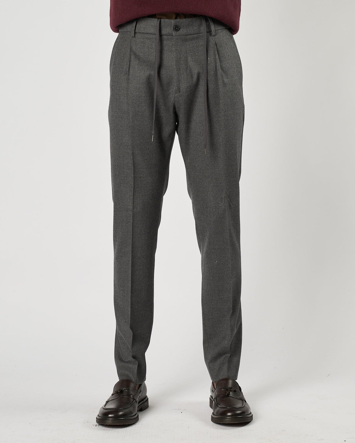 Pantalone A|STORE in flanella grigio medio