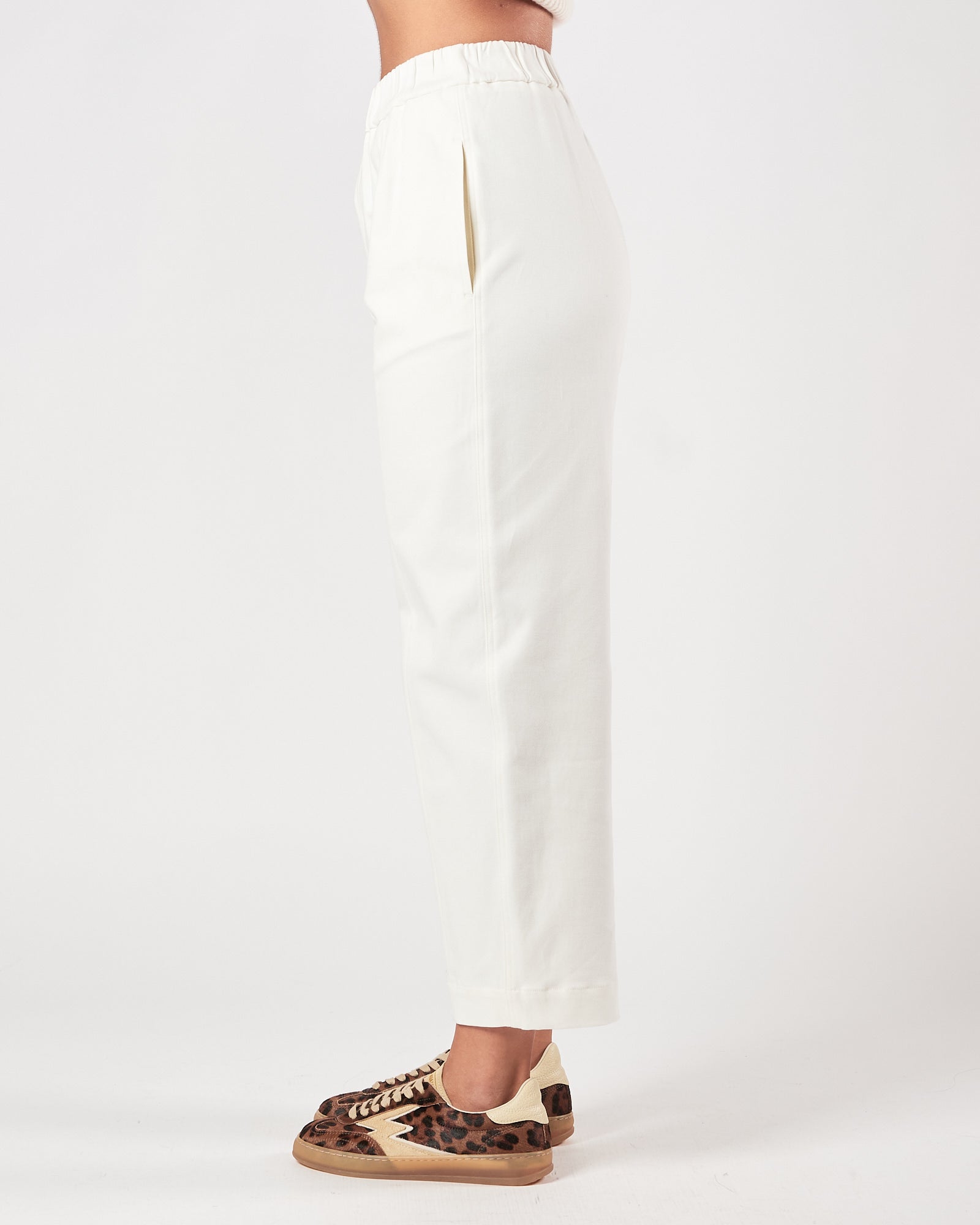 Pantalone Tela9 con elastico in vita panna