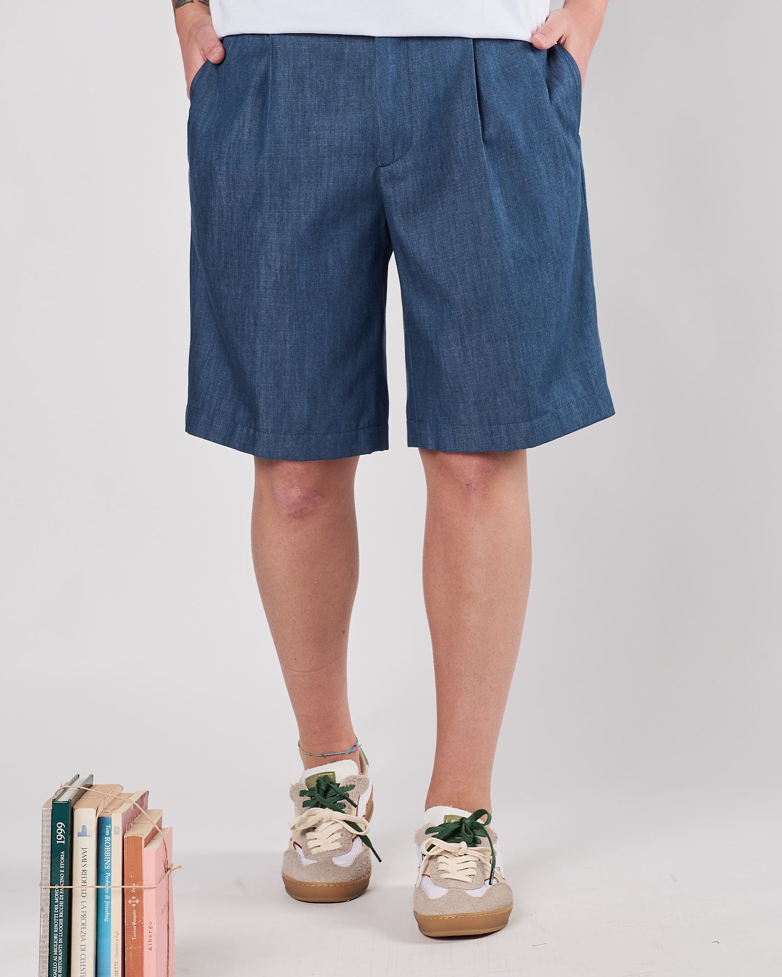 Bermuda Berwich con pence effetto denim