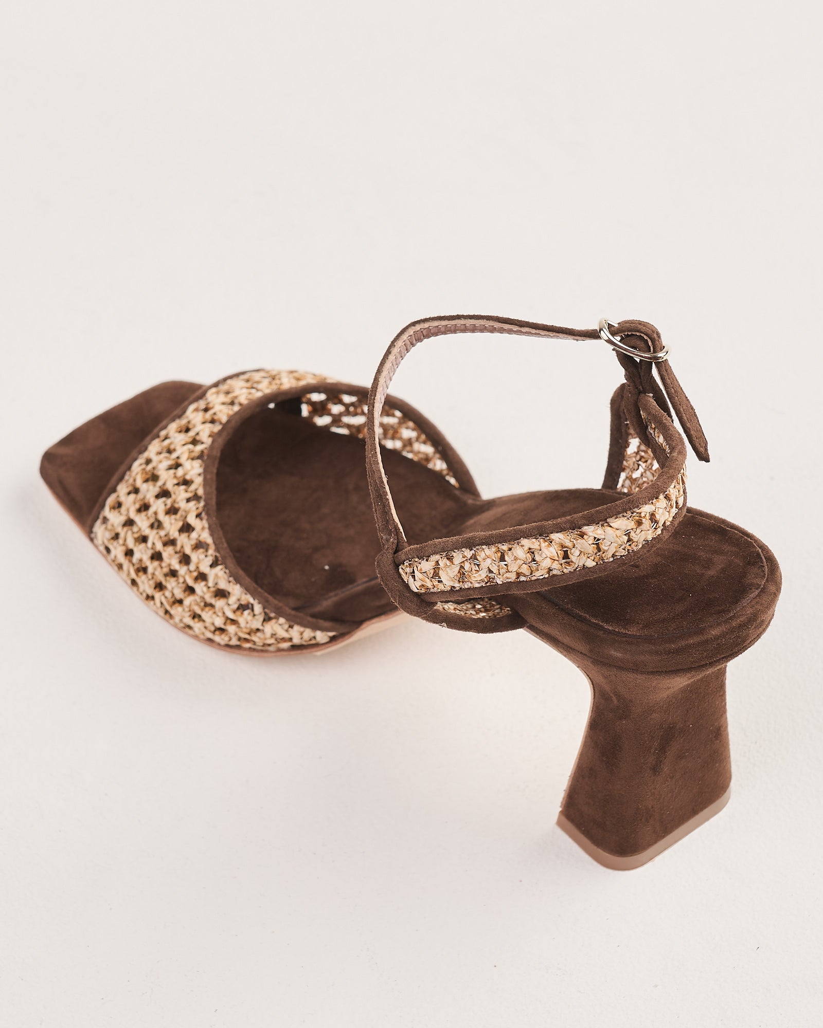 Sandalo Cheville con tacco sabbia e moro