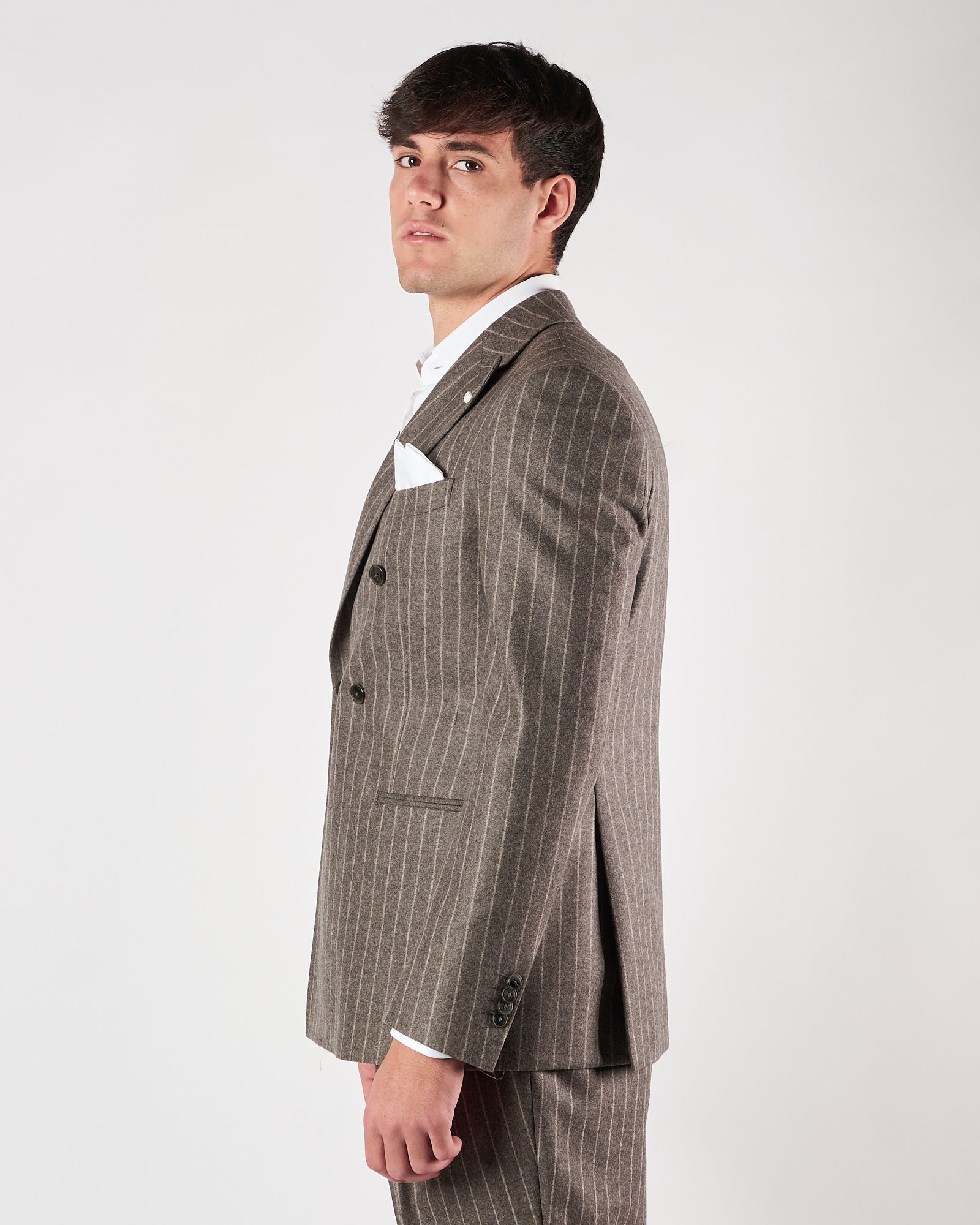 Giacca Luigi Bianchi doppio petto gessata grigia