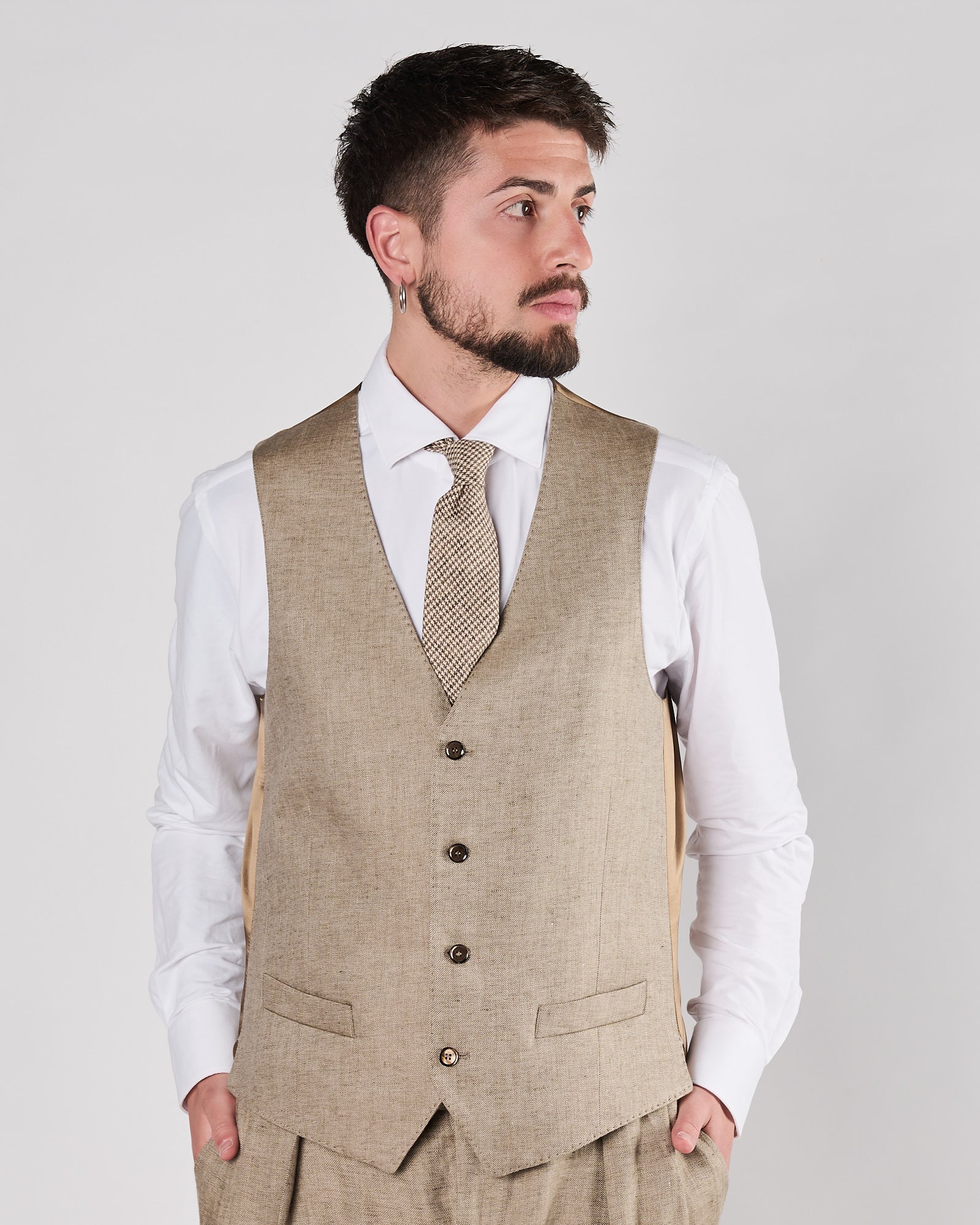 Gilet Lbm1911 in lino color cachimire