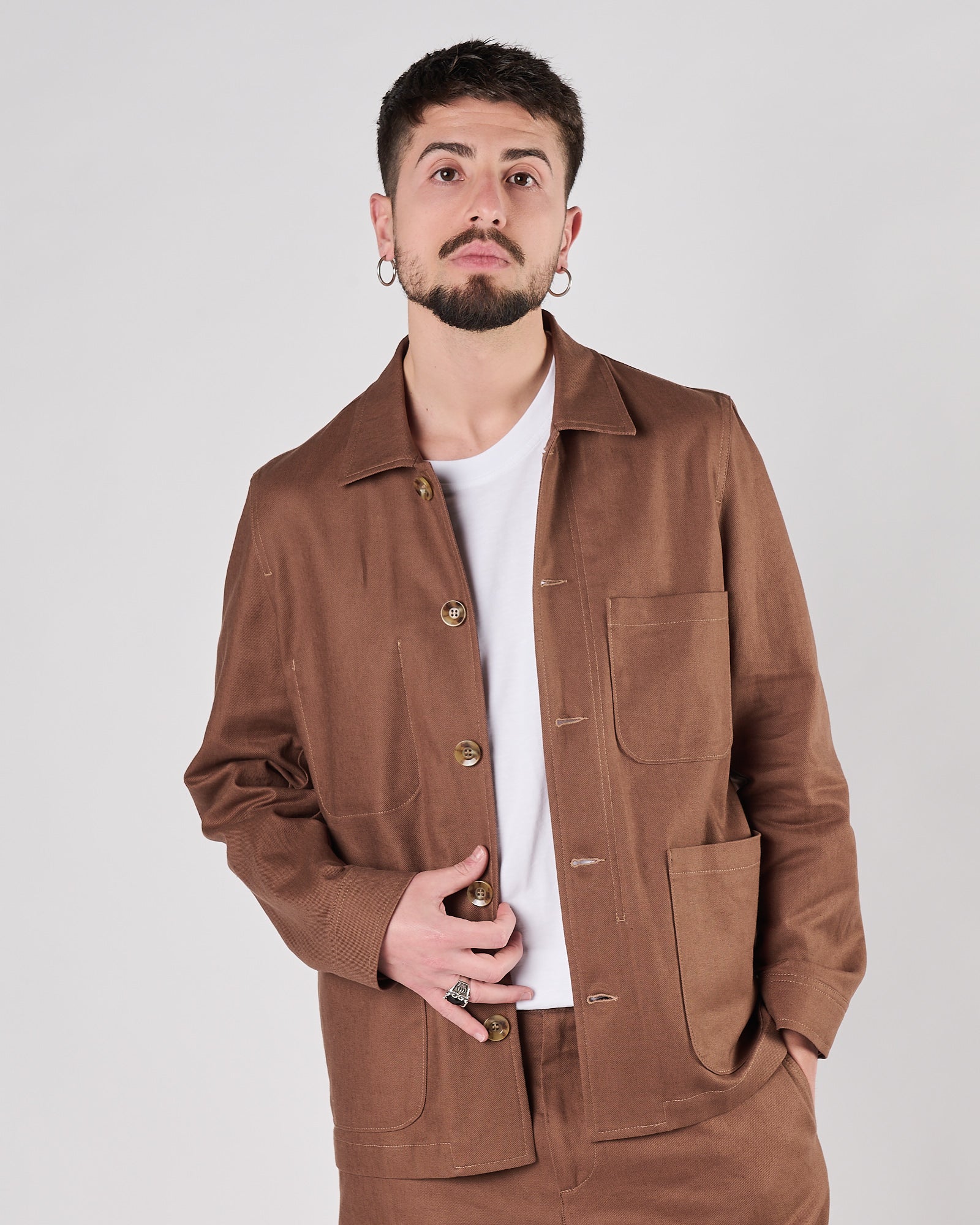 Giacca Camicia Aimè morbida cacao