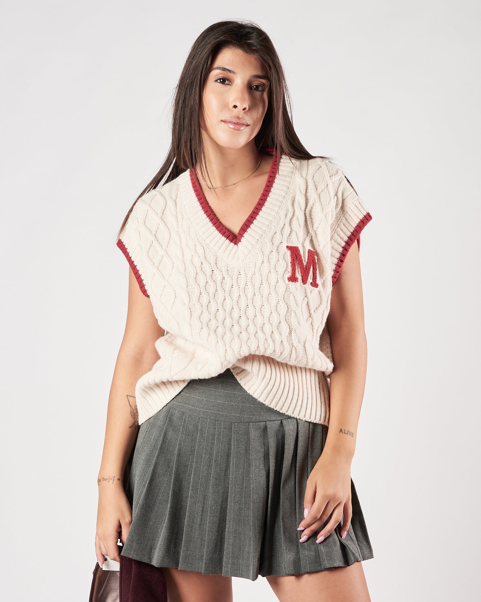 Gilet Marc Ellis scollo v panna e rosso