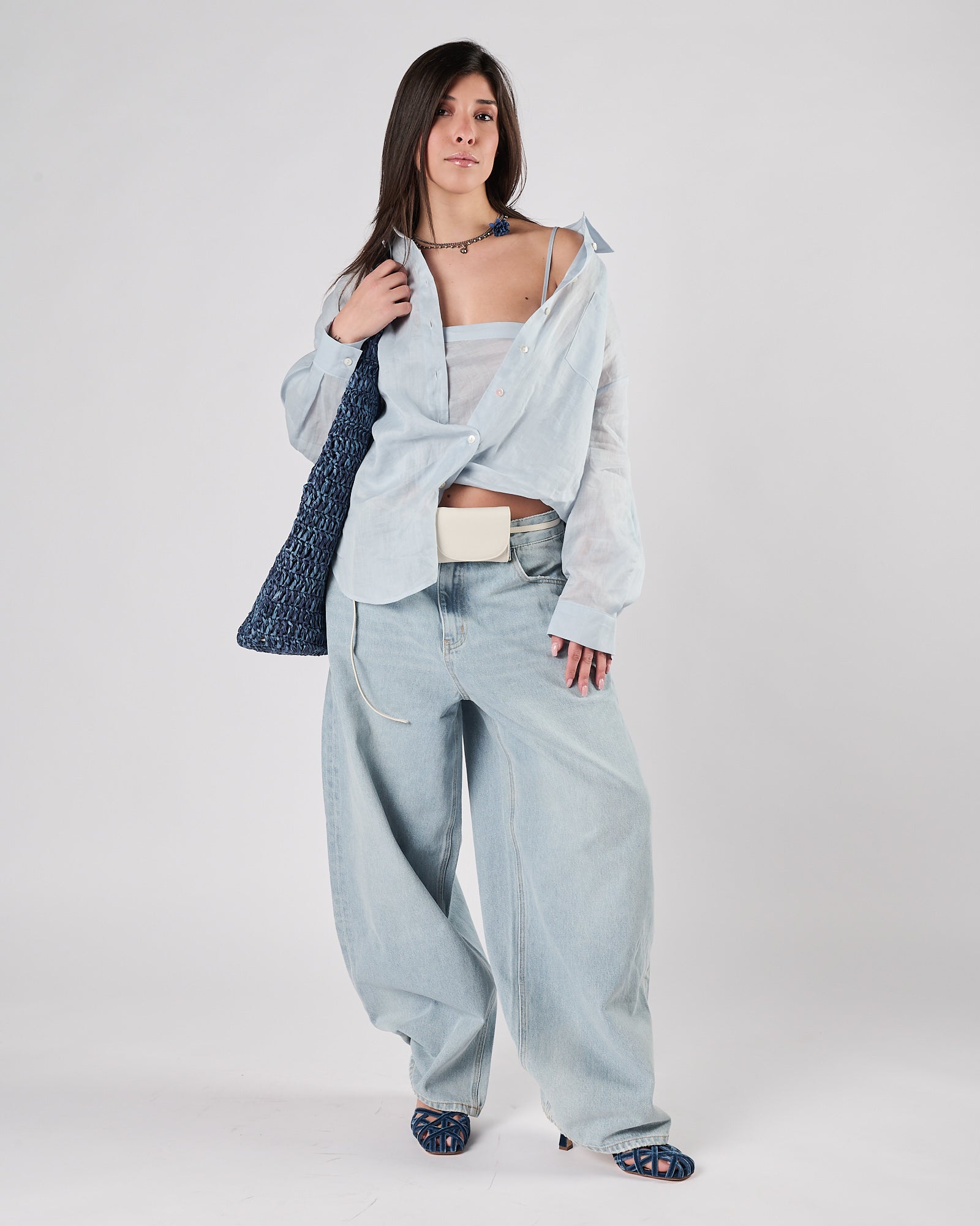 Jeans Eleh largo blu celeste
