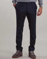 Pantalone Luigi Bianchi gessato blu