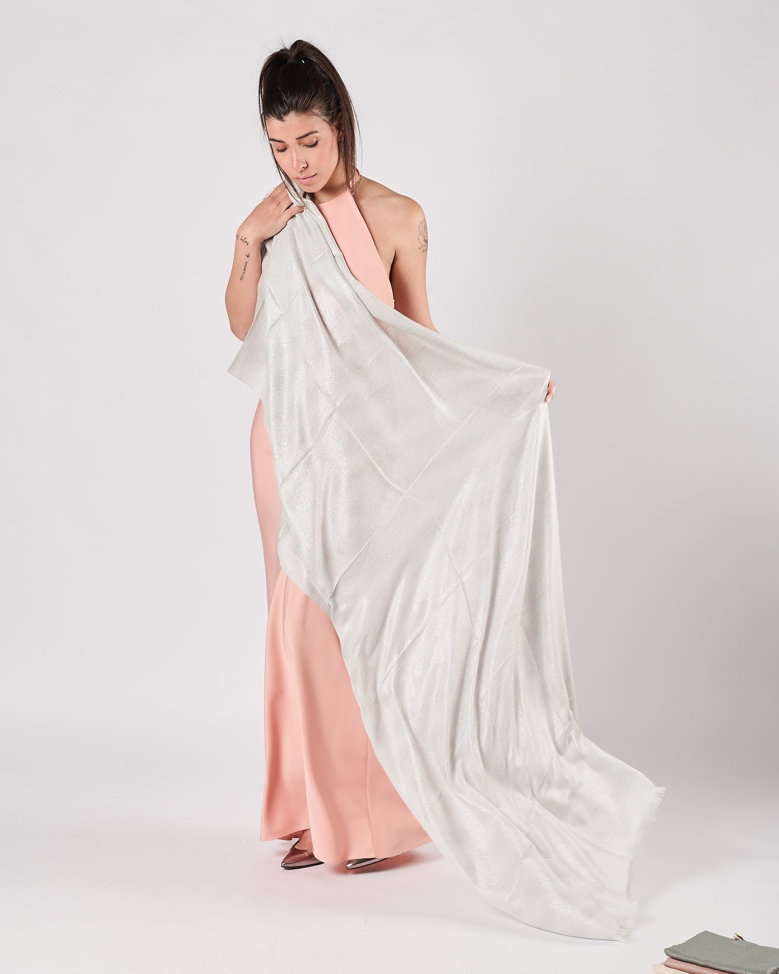Sciarpa D'Aniello argento trama lurex