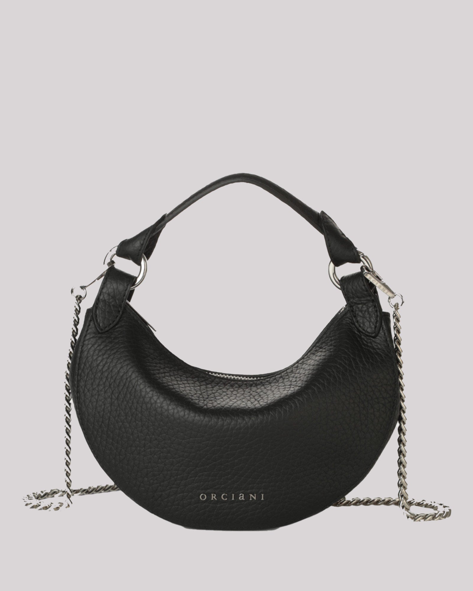 Borsa Mini Dumpling Soft in pelle nero con tracolla