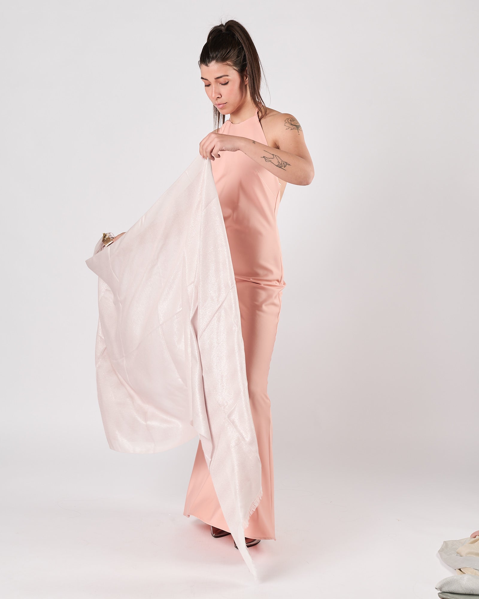 Sciarpa D'Aniello rosa con trama lurex