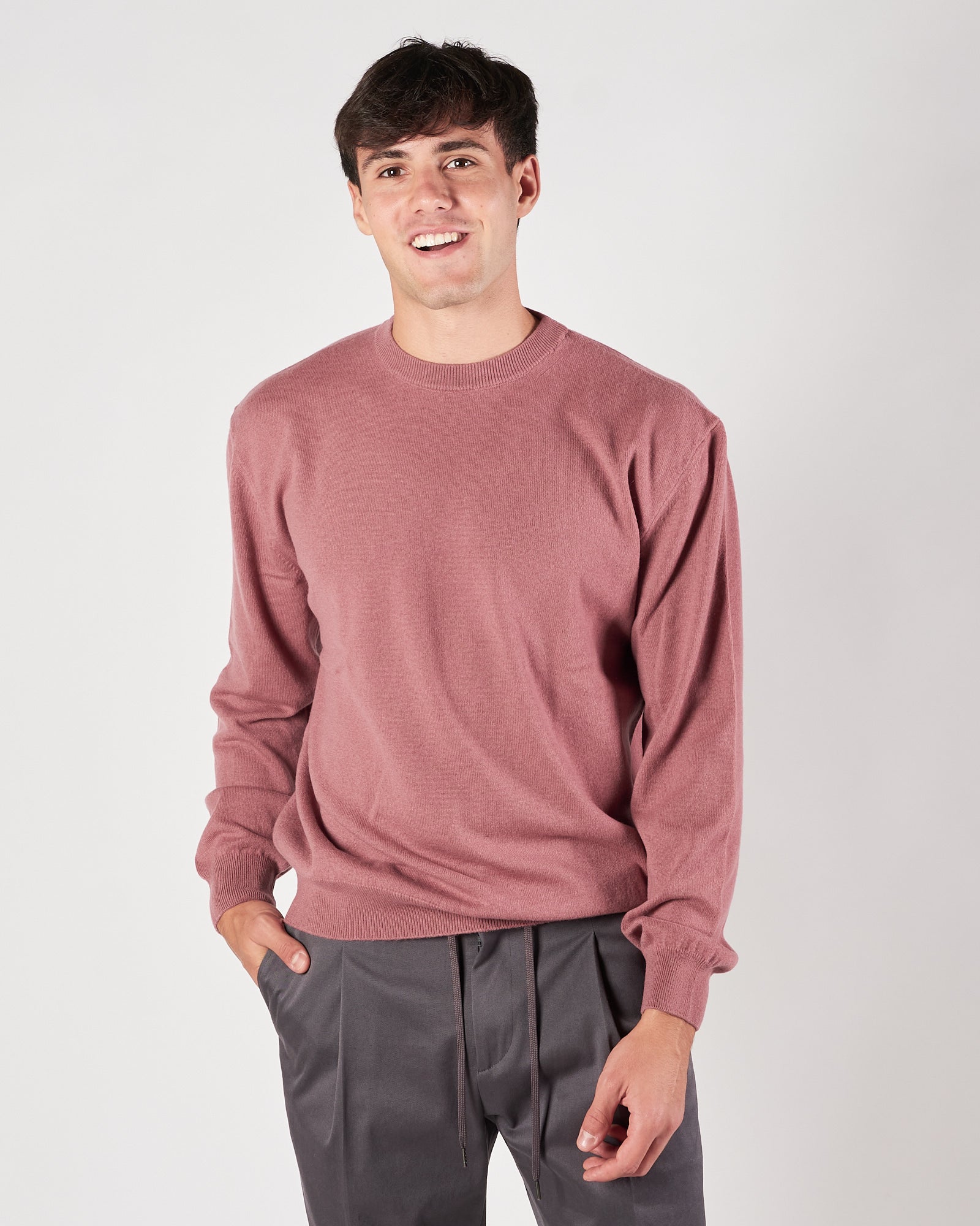 Maglia A|STORE girocollo rosa antico in cachemere over