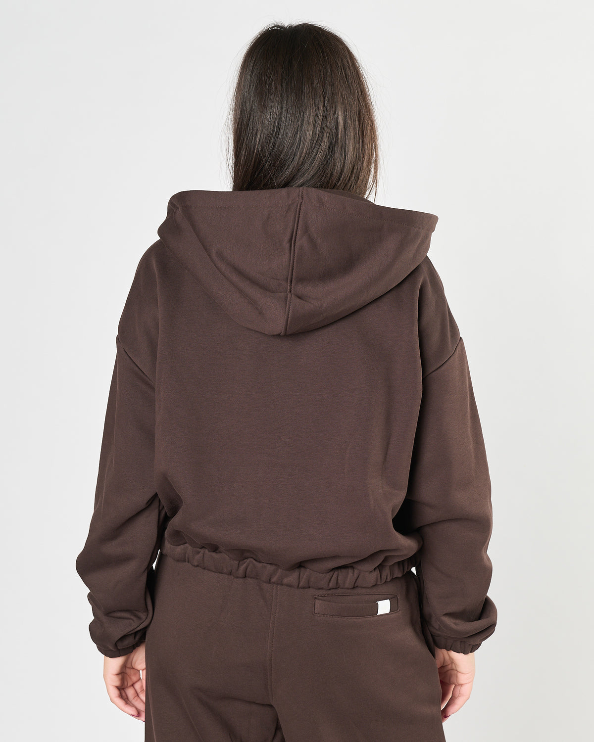 Felpa Woc con zip cioccolato con cappuccio