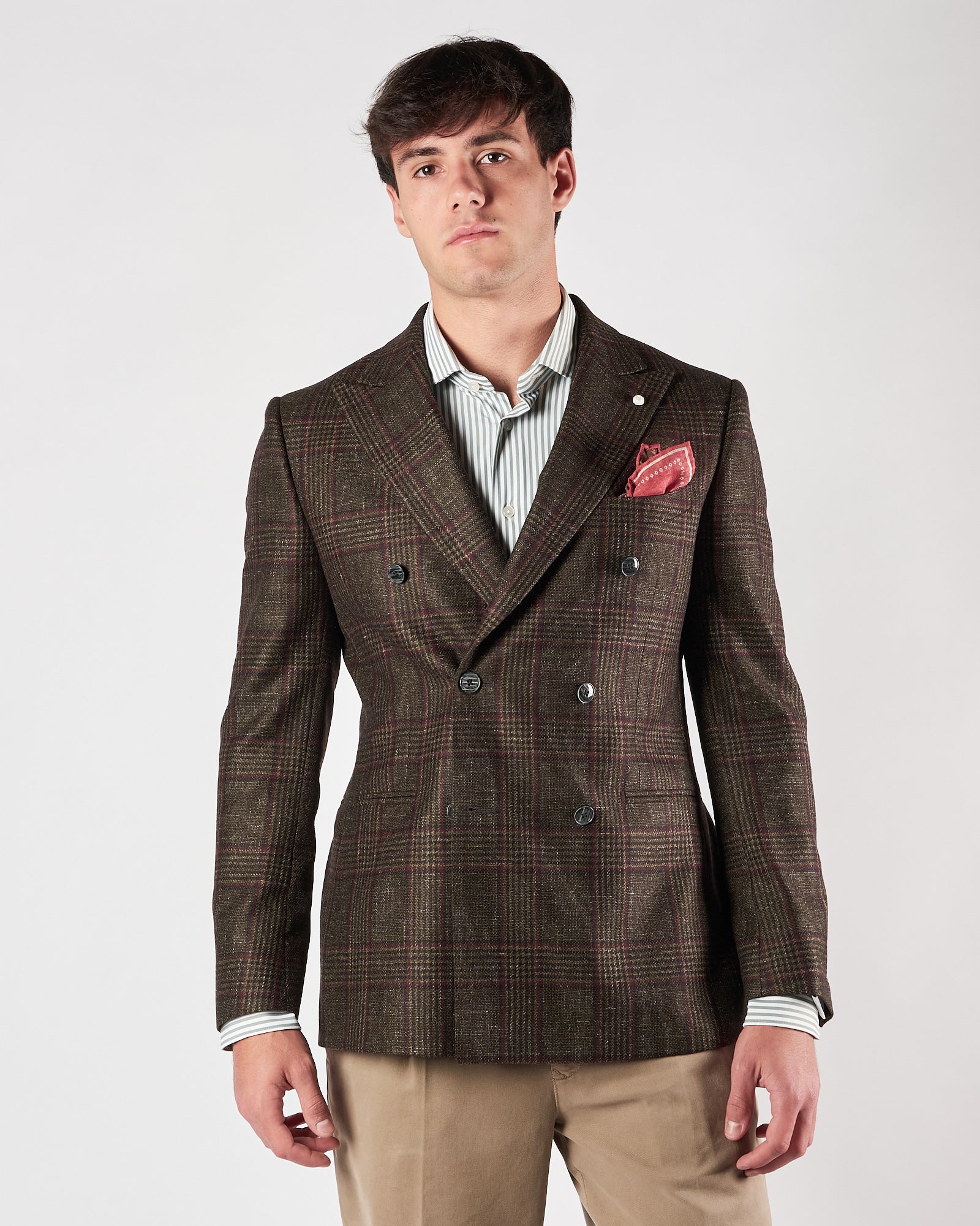 Giacca Luigi Bianchi doppio petto fantasia quadri