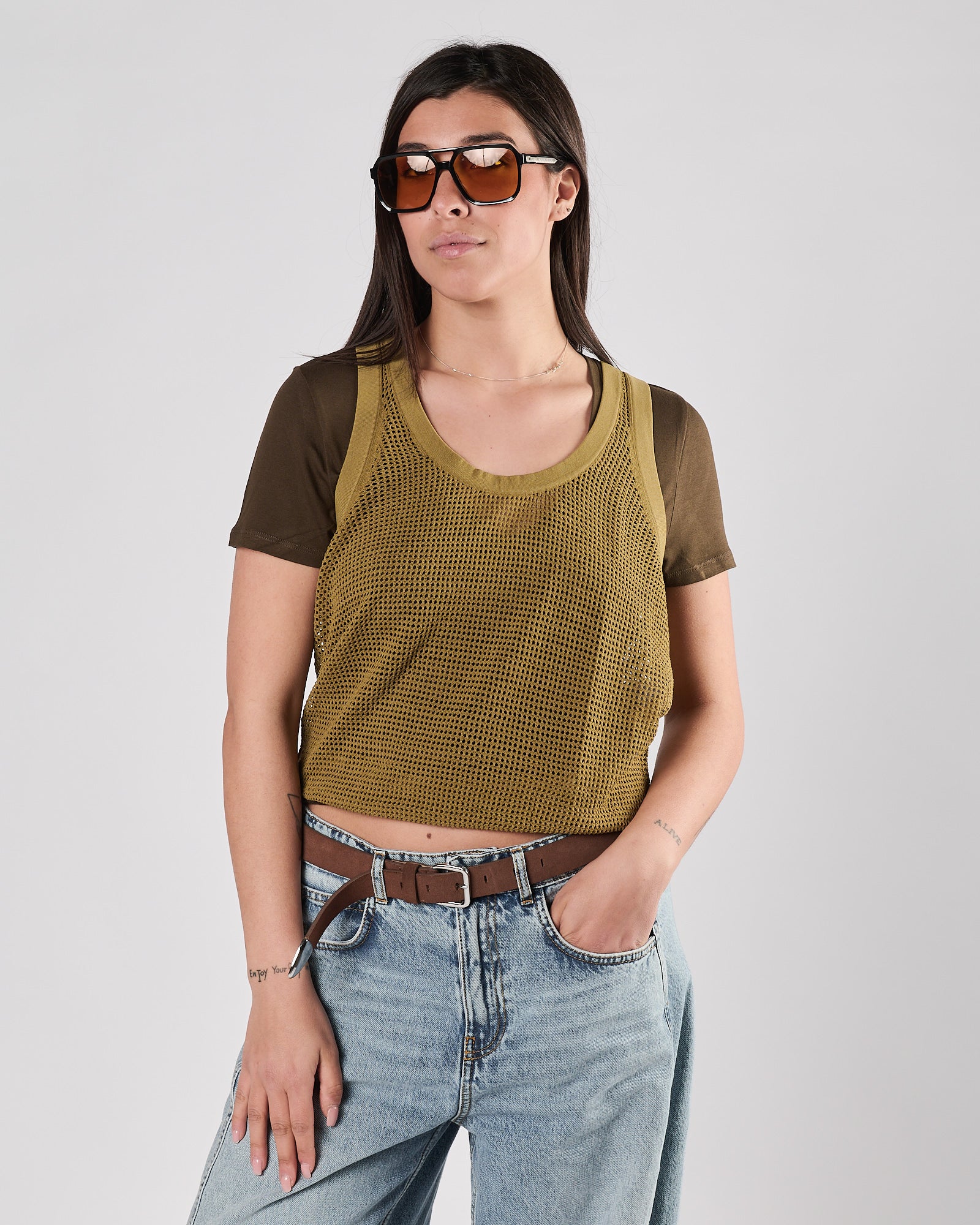 Canotta Tela9 traforata oliva