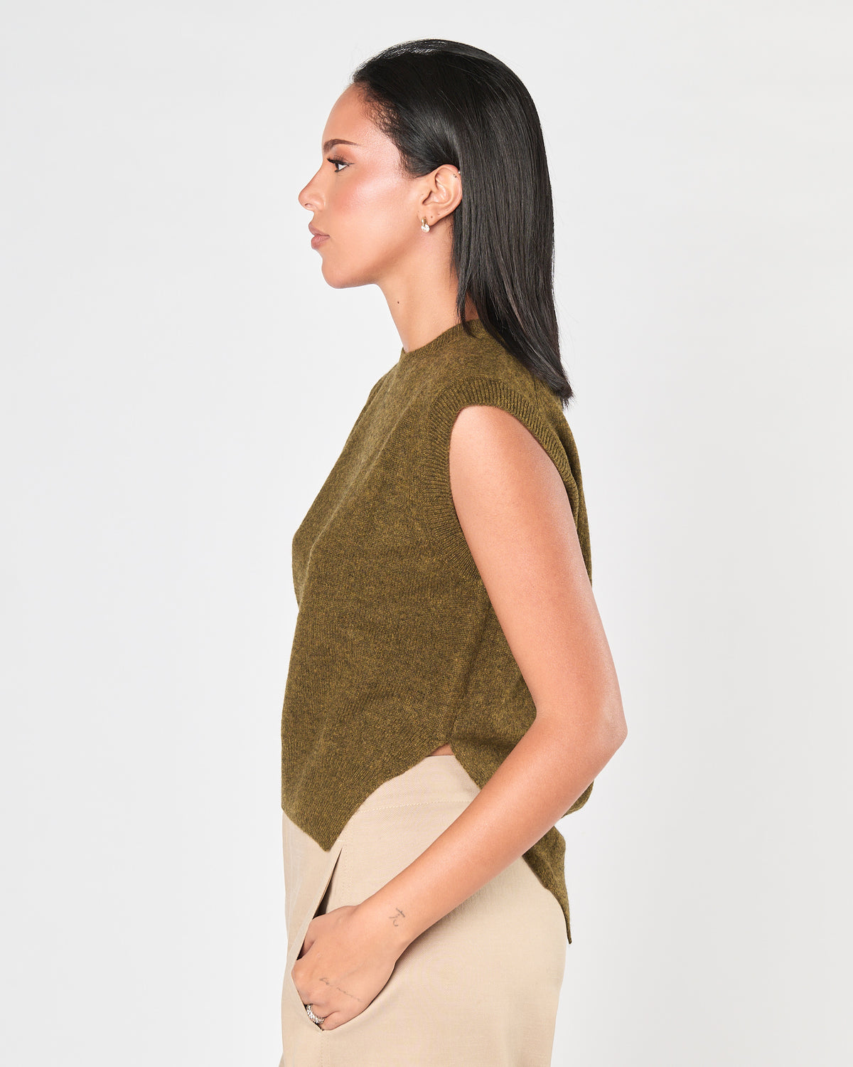 Gilet Mes Demoiselles con apertura dietro khaki