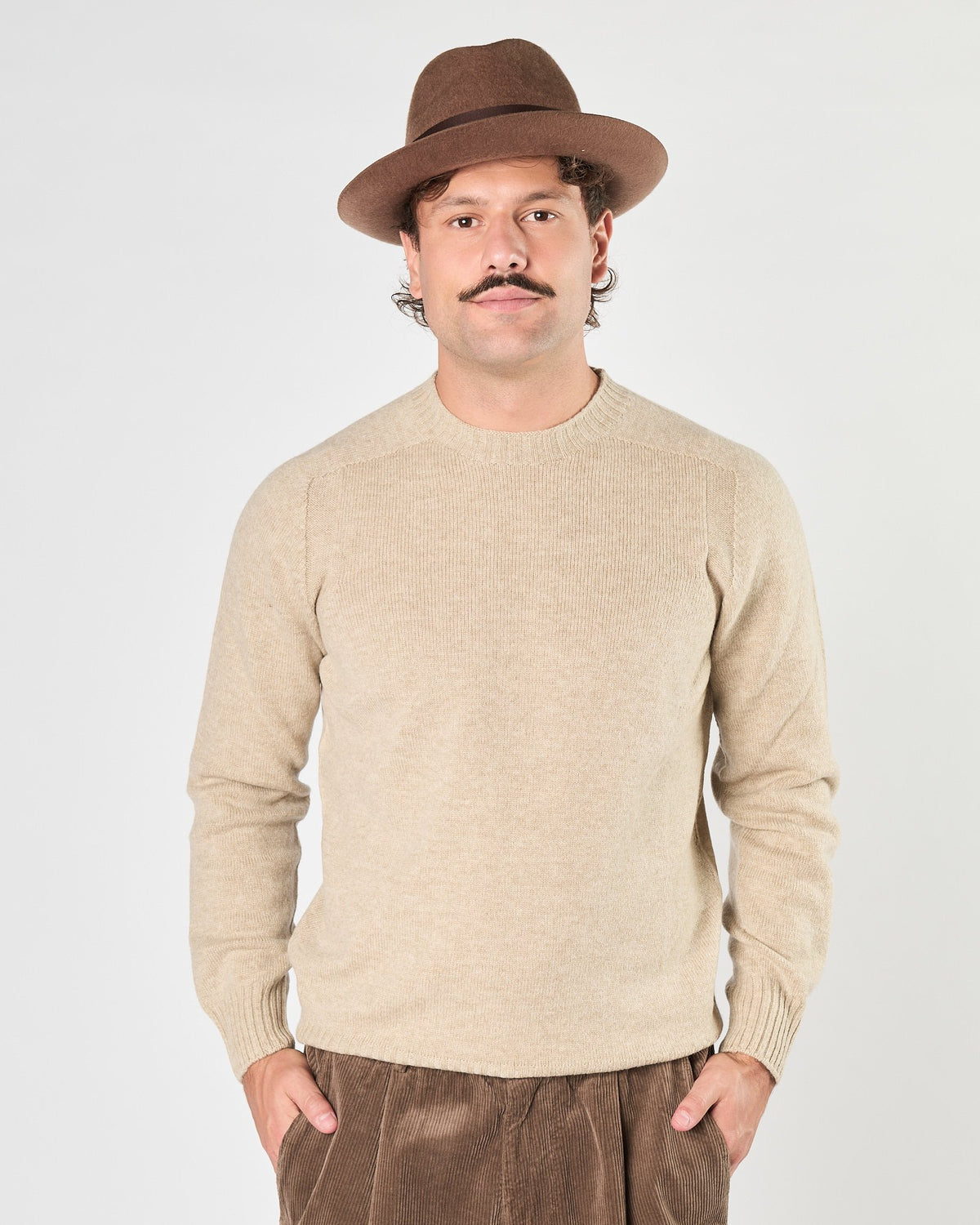 Maglia A|STORE girocollo in lana beige