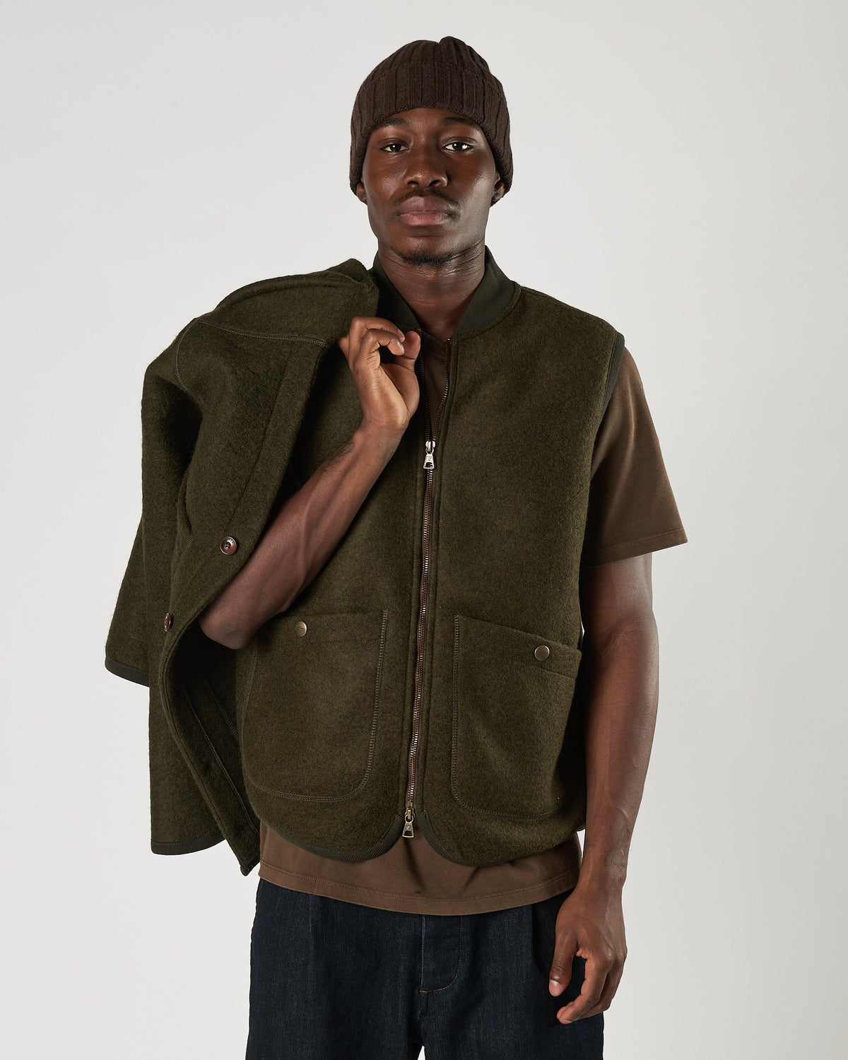 Gilet Bl'ker in lana cotta verde