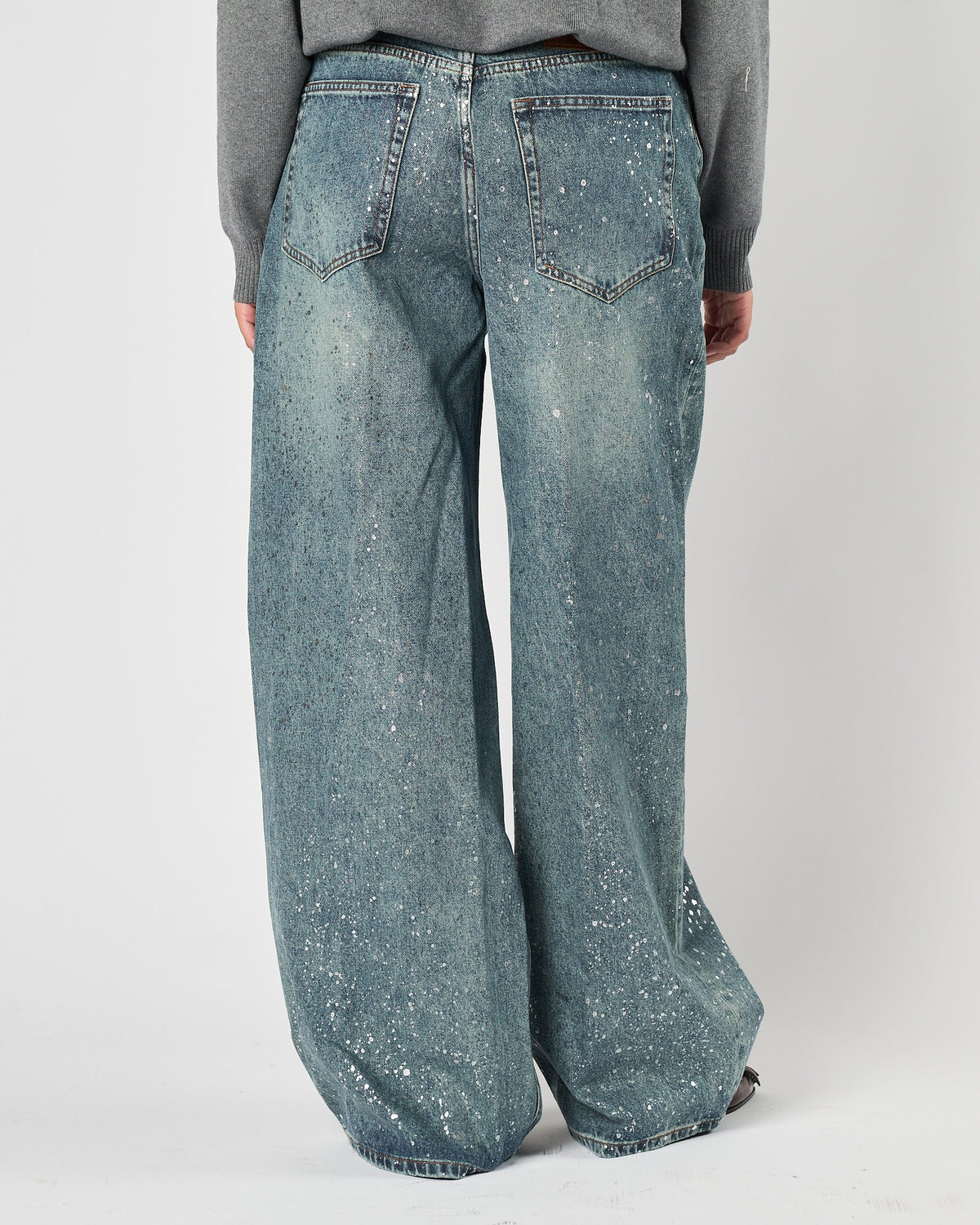 Jeans Eleh stampa effetto vernice blu