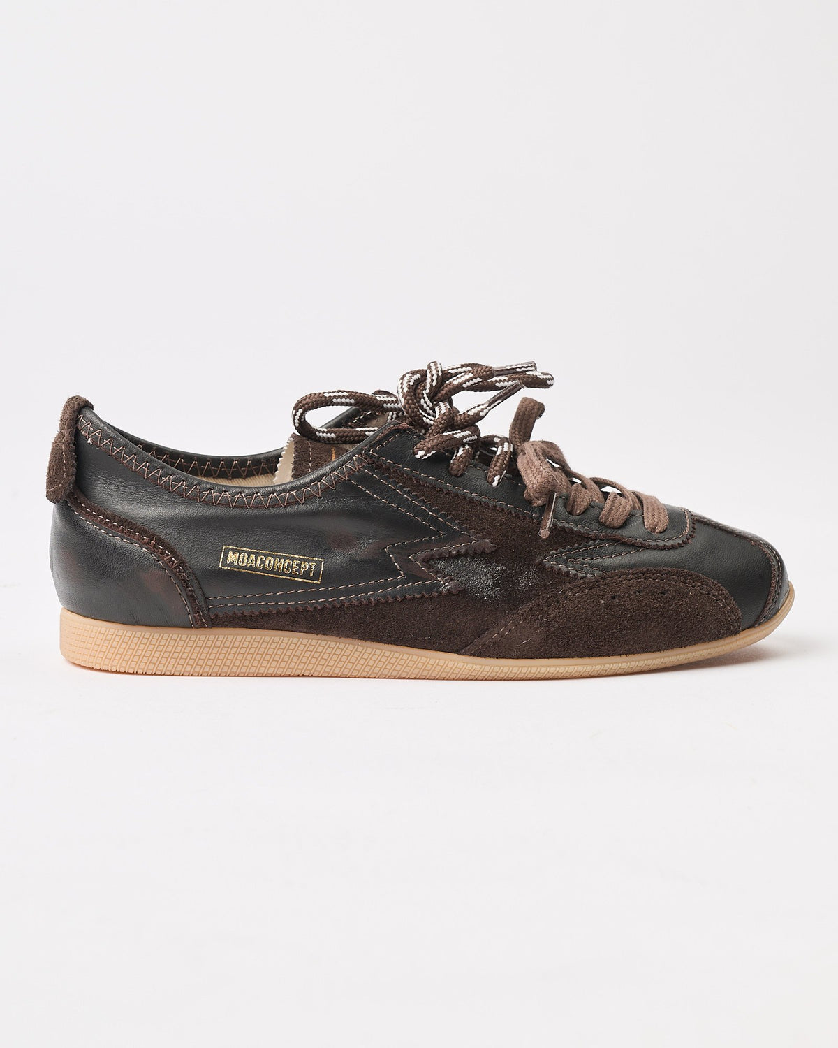 Sneaker Moaconcept camouflage in canvas e ecopelle moro