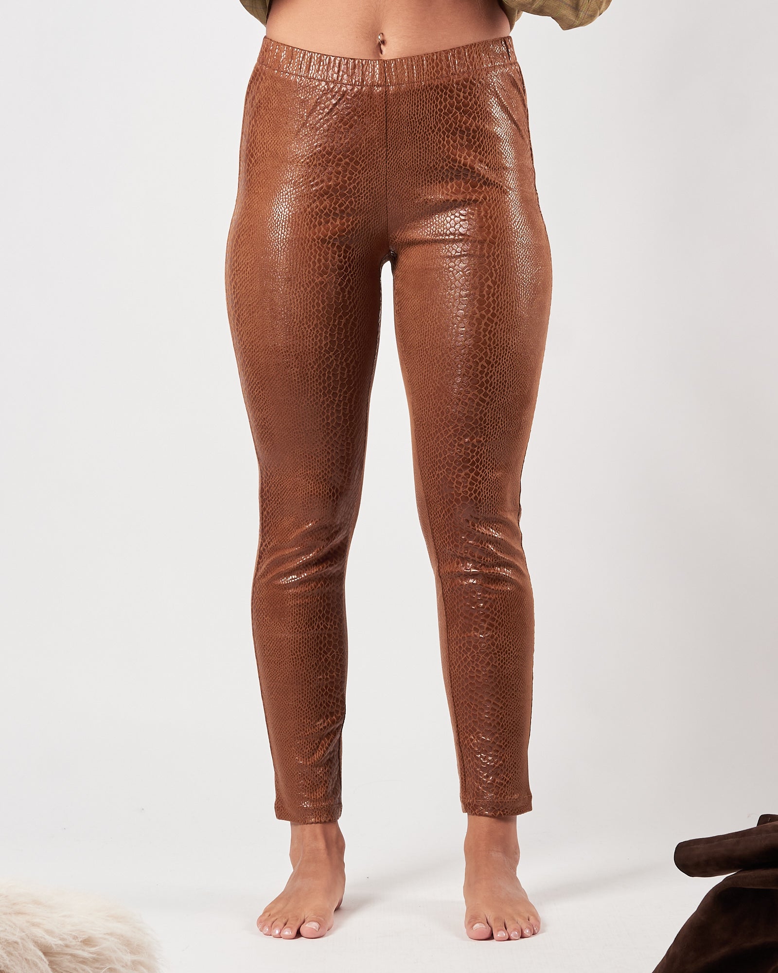 Pantalone Mes Demoiselles eco pelle pitonato brownie