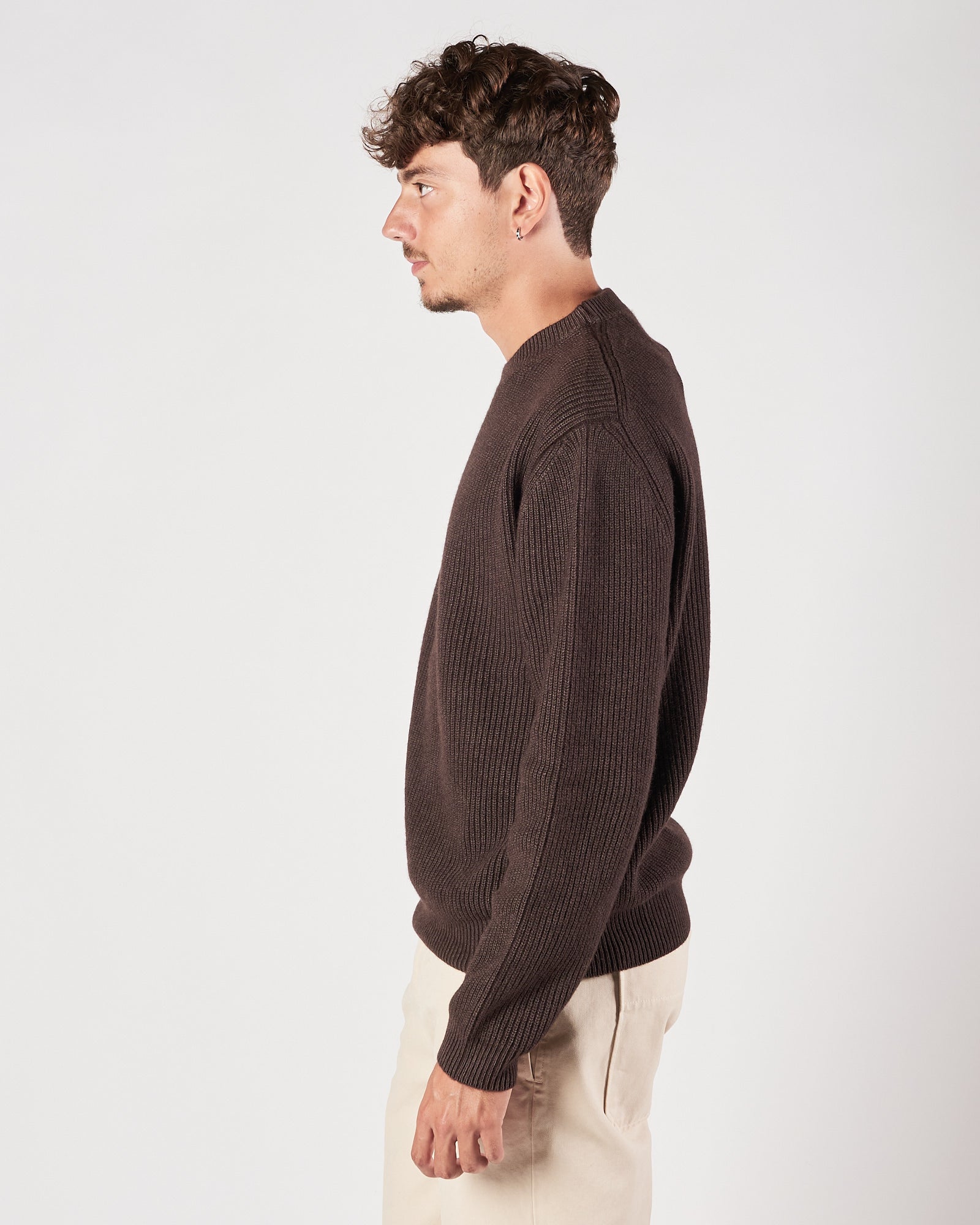 Maglia A|STORE girocollo a coste moro in cachemere