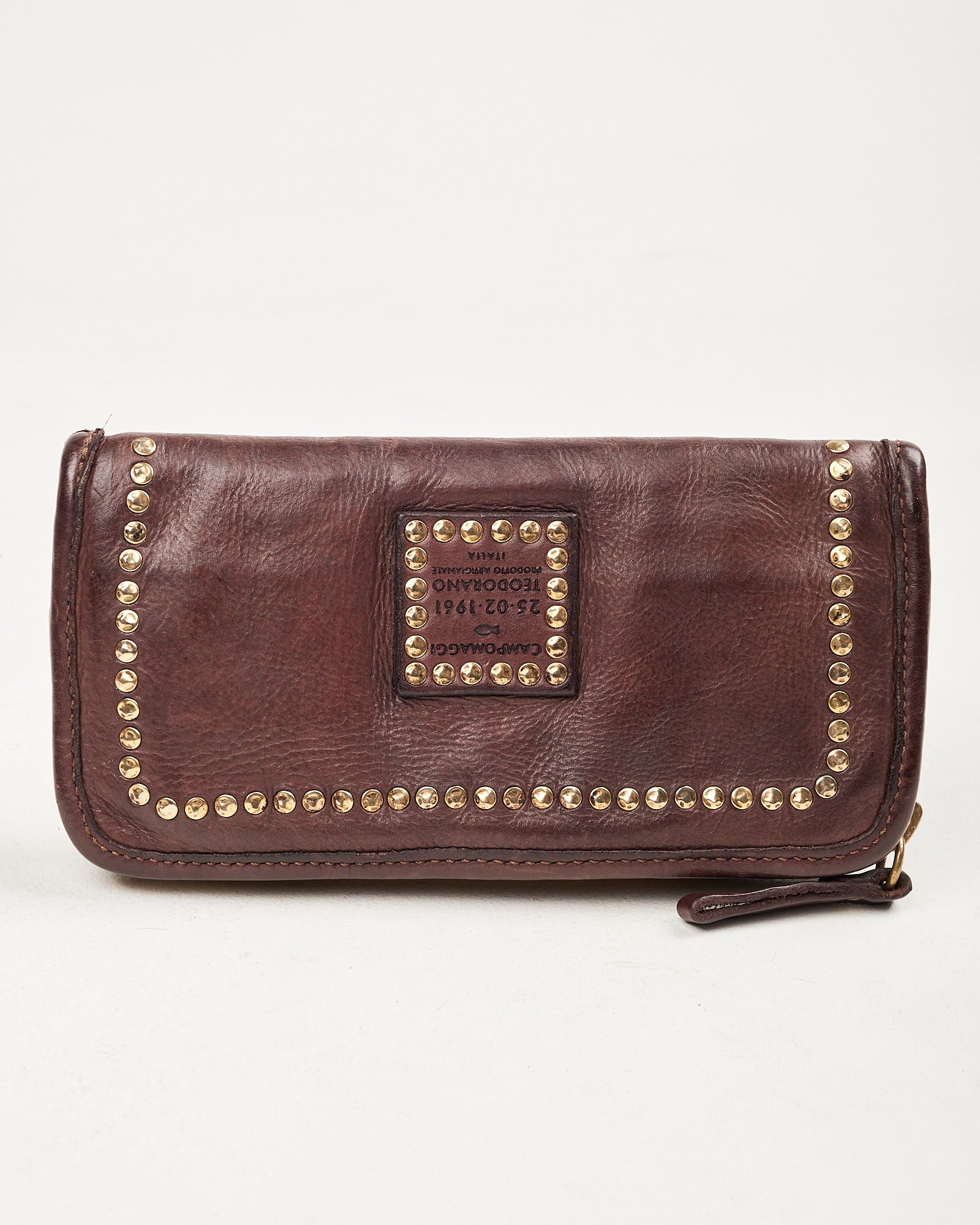 Portafoglio Campomaggi in pelle moro con borchie