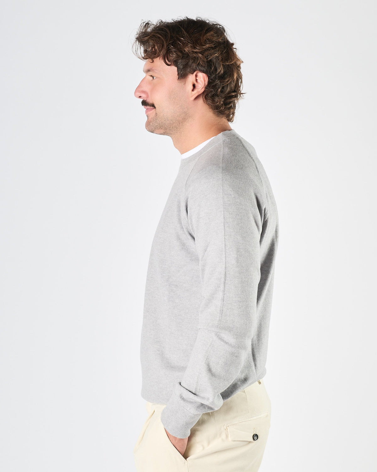 Maglia A|STORE girocollo taglio felpa grigio