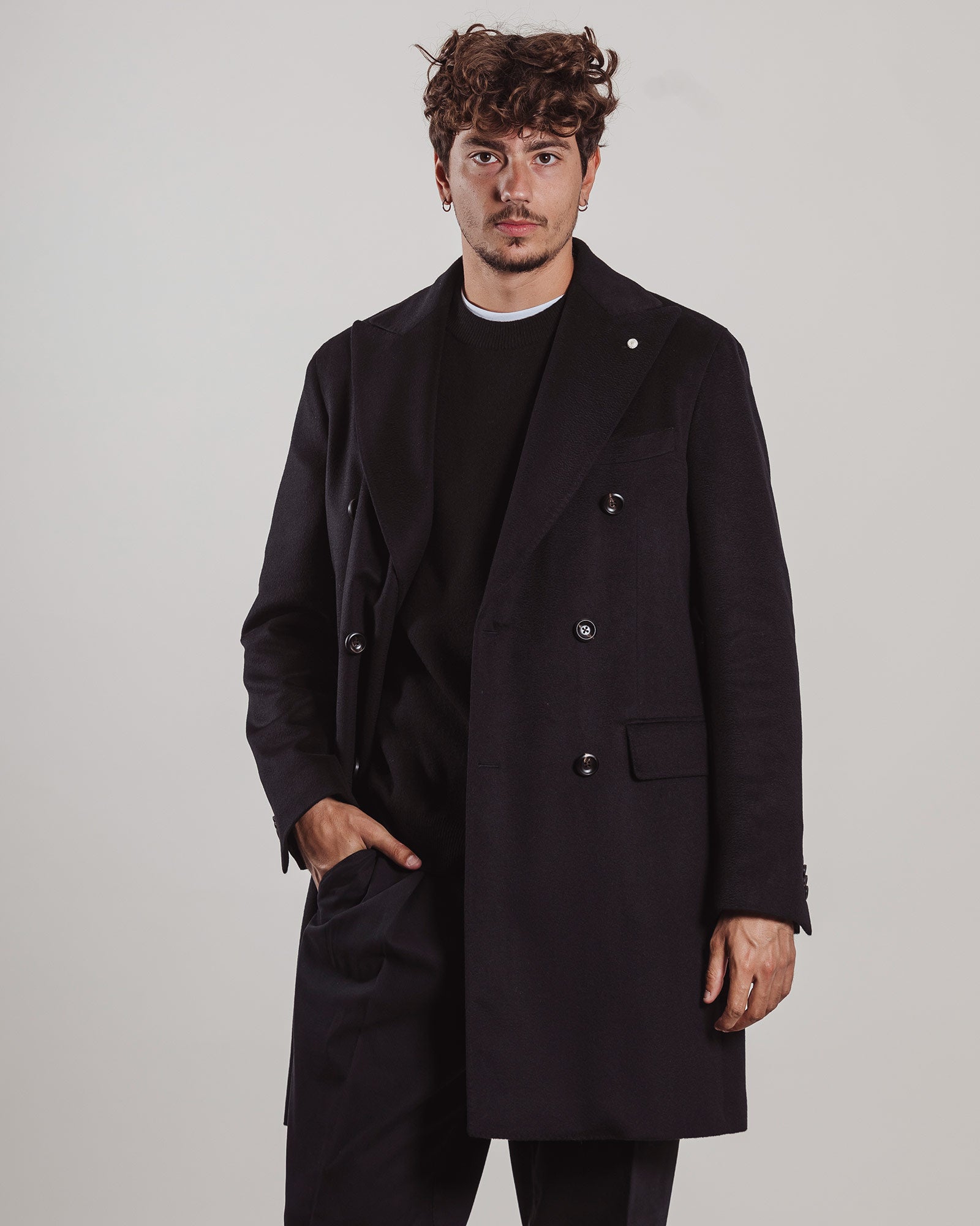 Cappotto Luigi Bianchi doppio petto nero