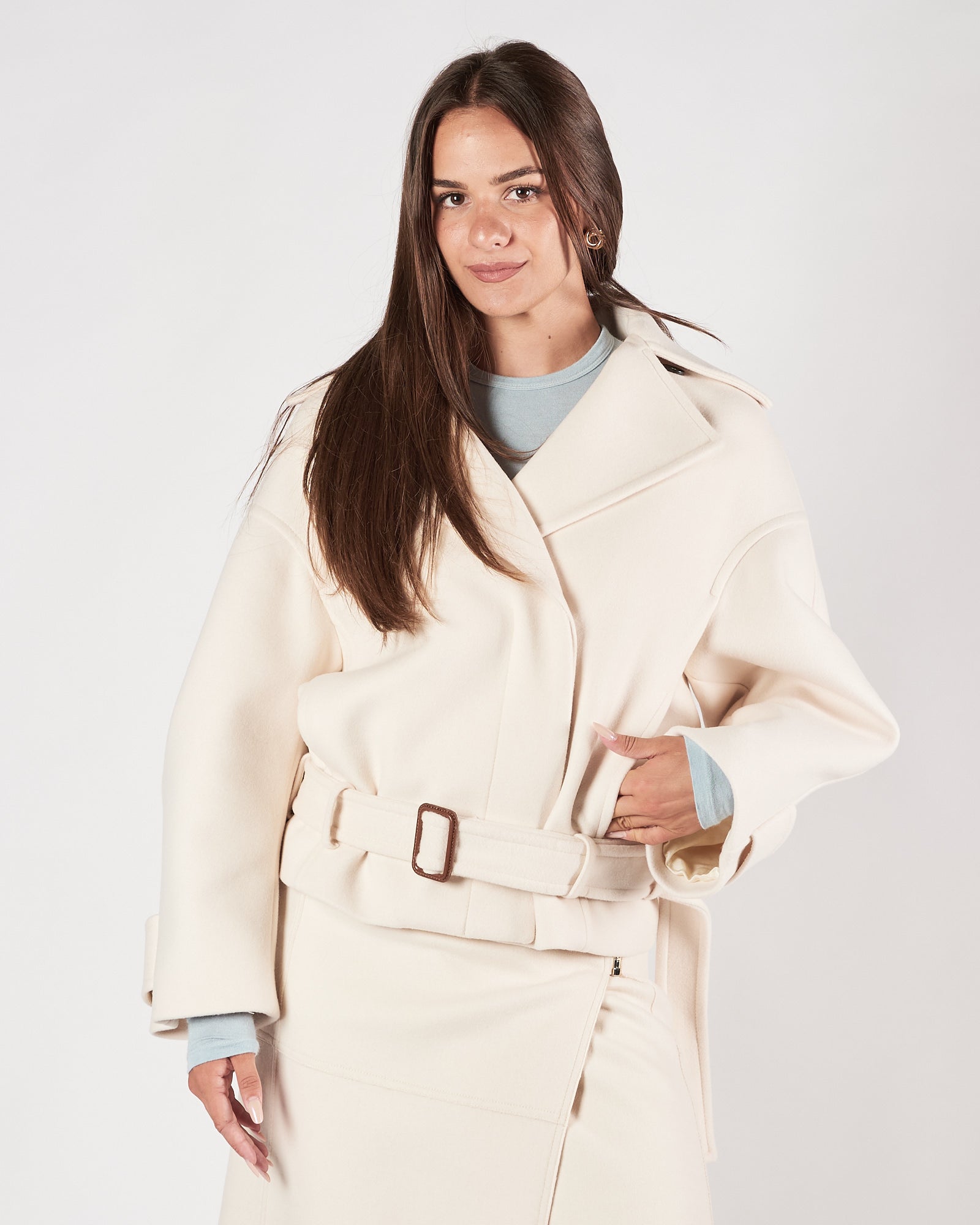 Giaccone Tela9 panna corto