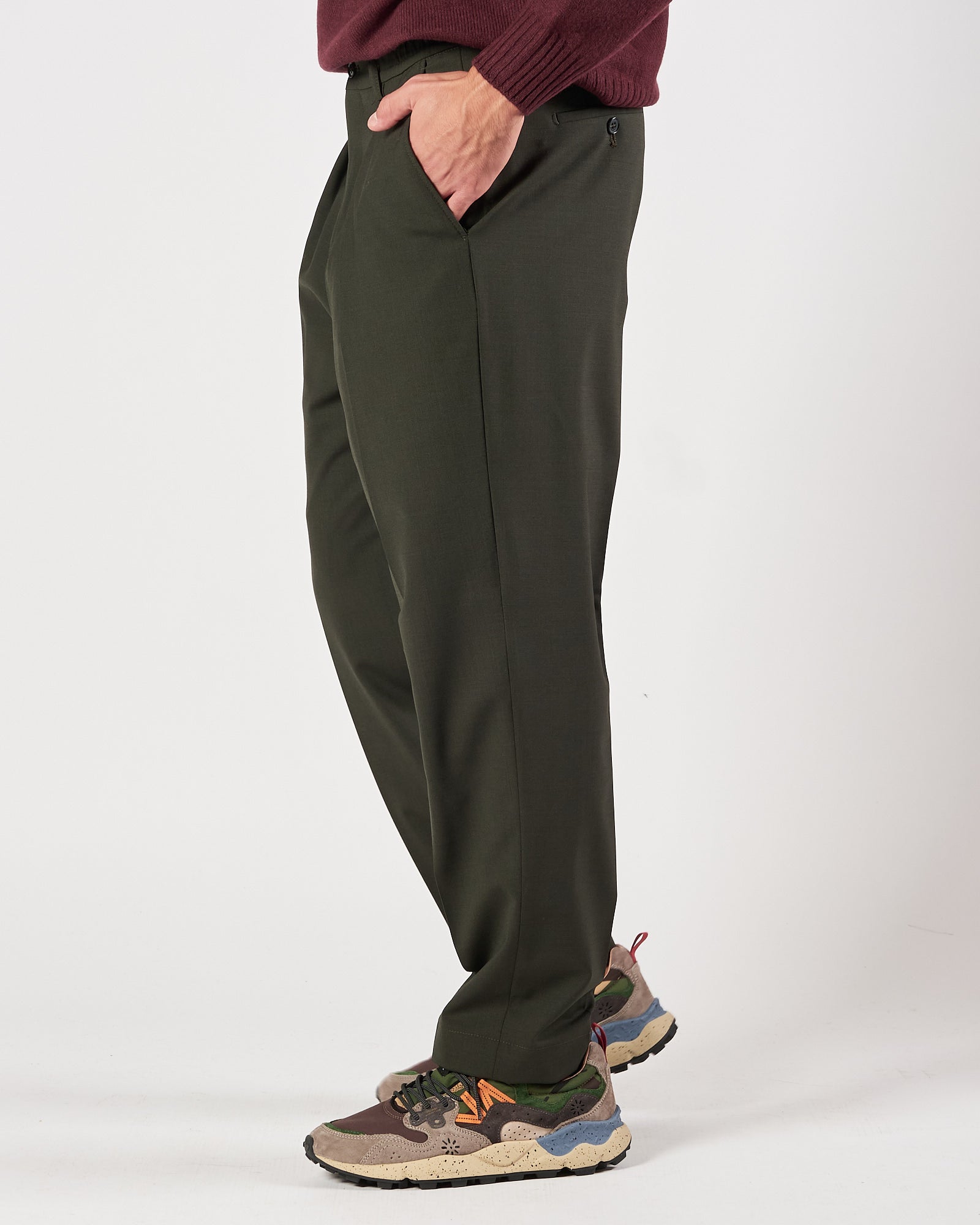 Pantalone A|STORE doppia pence verde