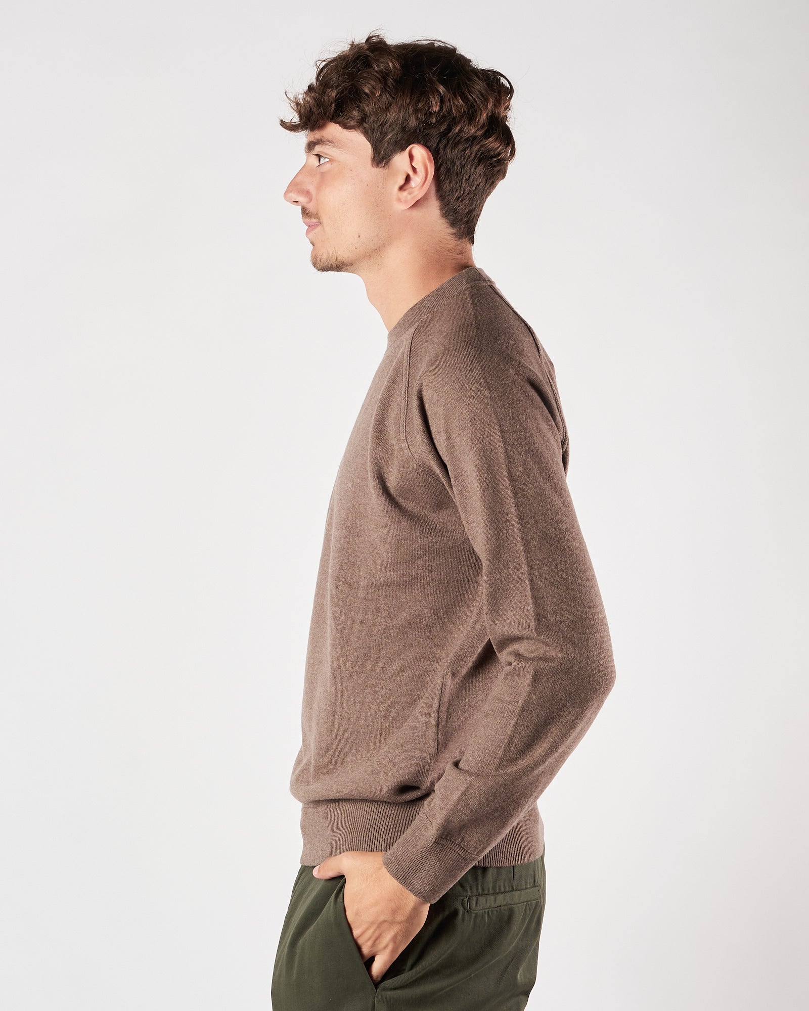 Maglia A|STORE in lana girocollo taglio felpa tortora