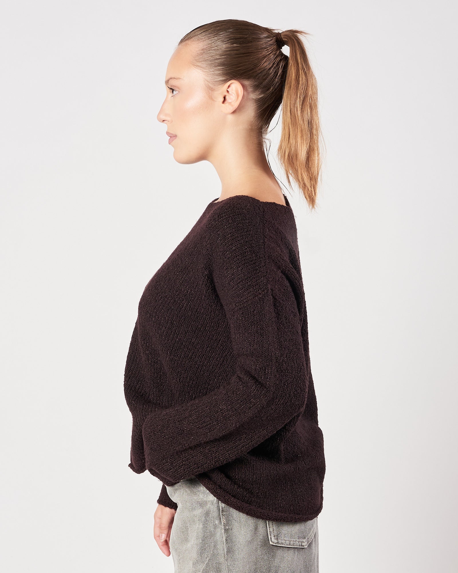 Maglia Roberto Collina scollo barca burgundy