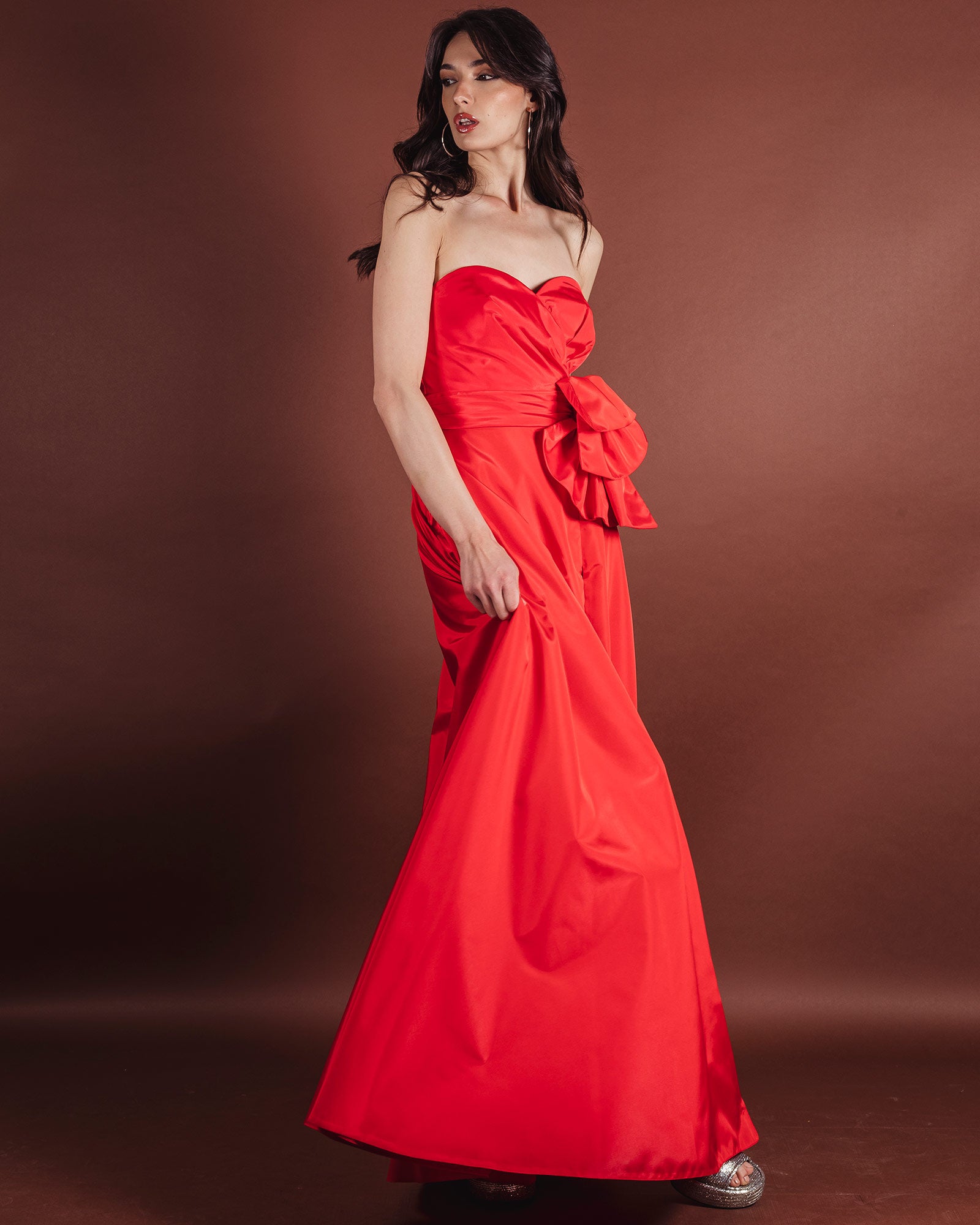 Red dress with slit