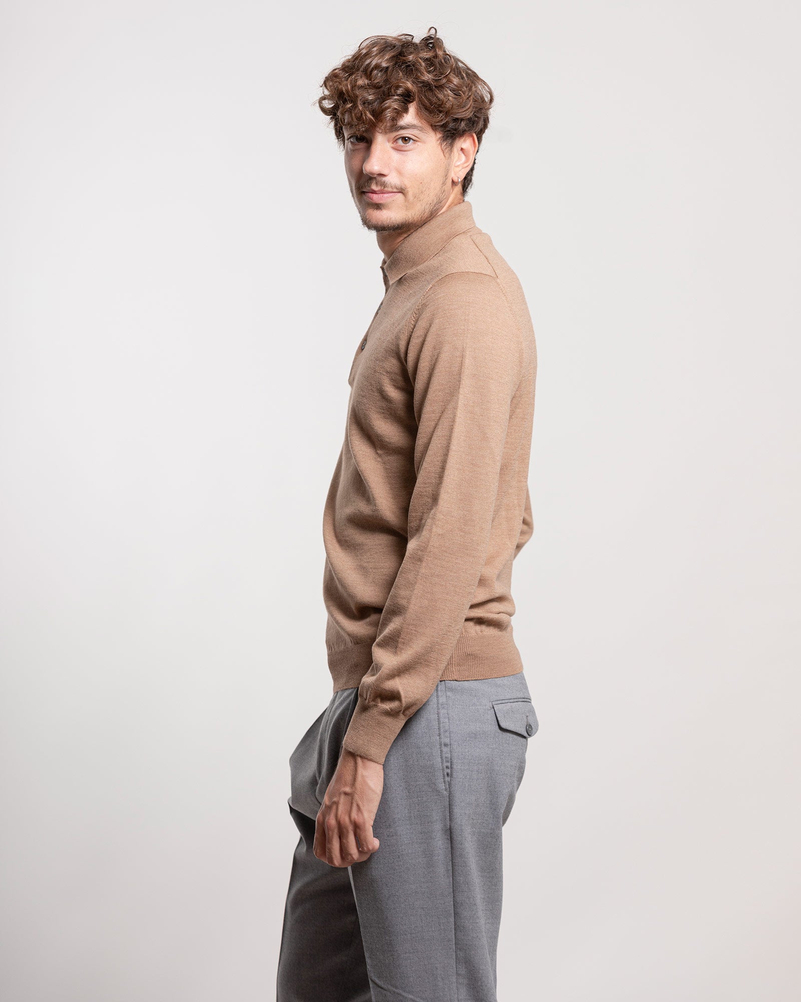 Polo Aimé in maglia beige