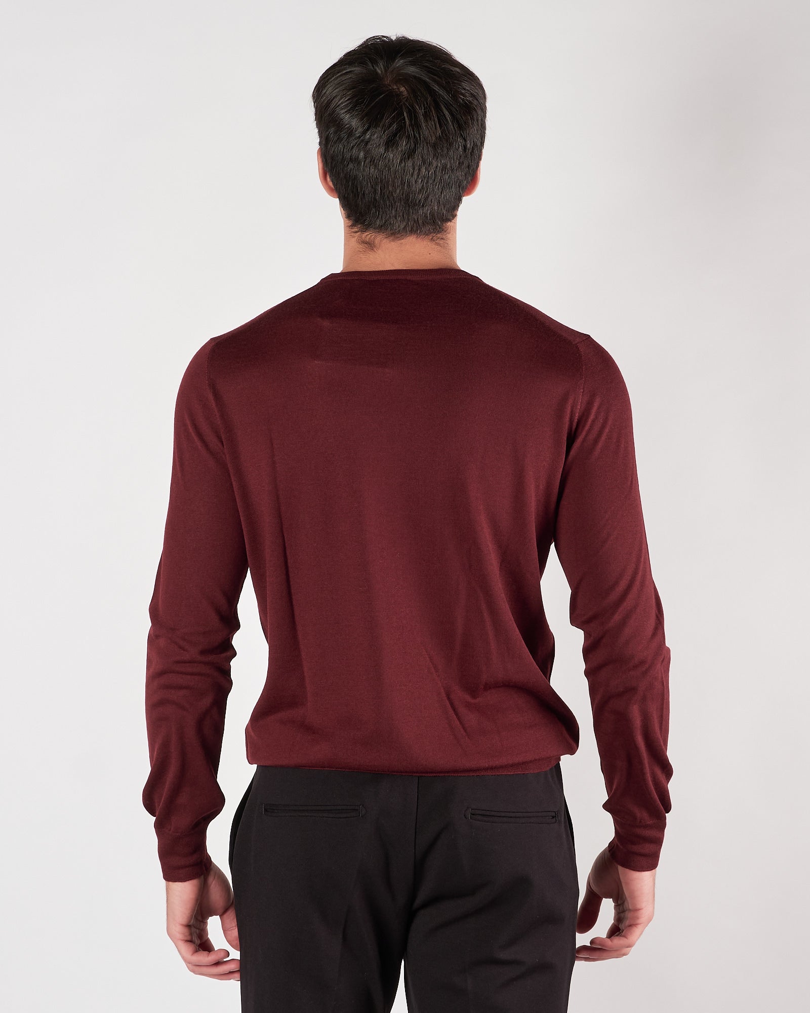 Maglia A|STORE girocollo in lana bordeaux