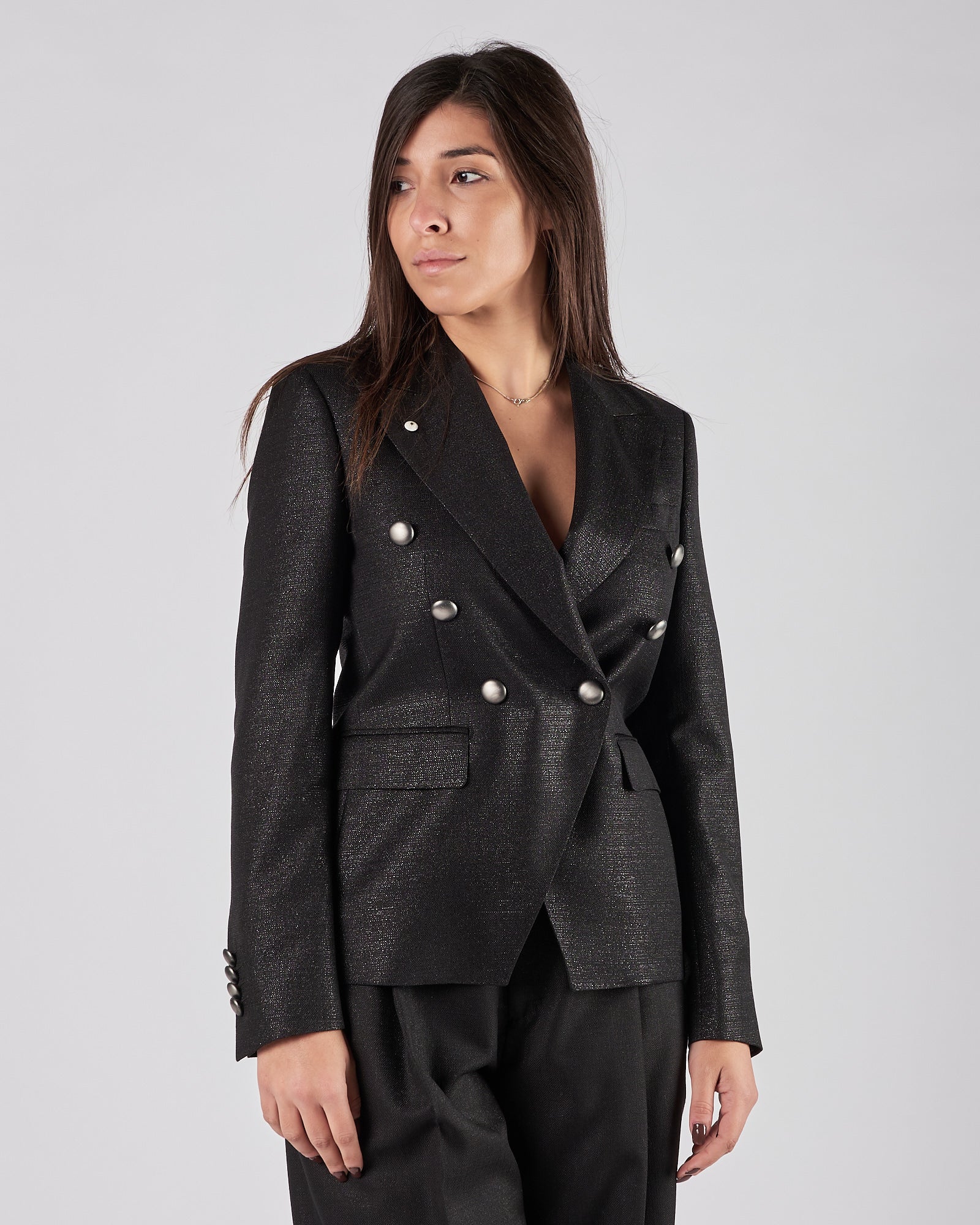 Giacca Lbm1911 doppio petto nera lurex