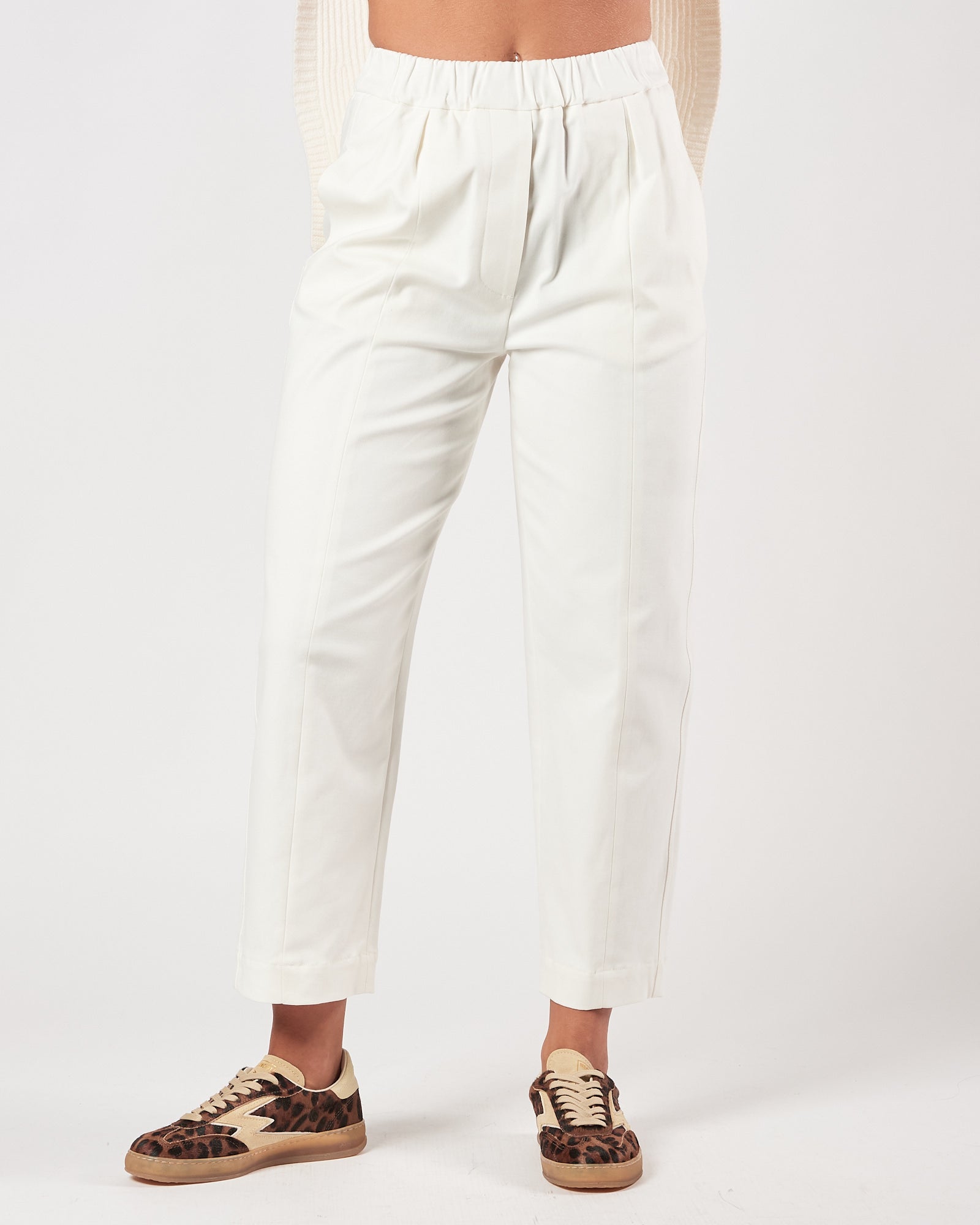 Pantalone Tela9 con elastico in vita panna