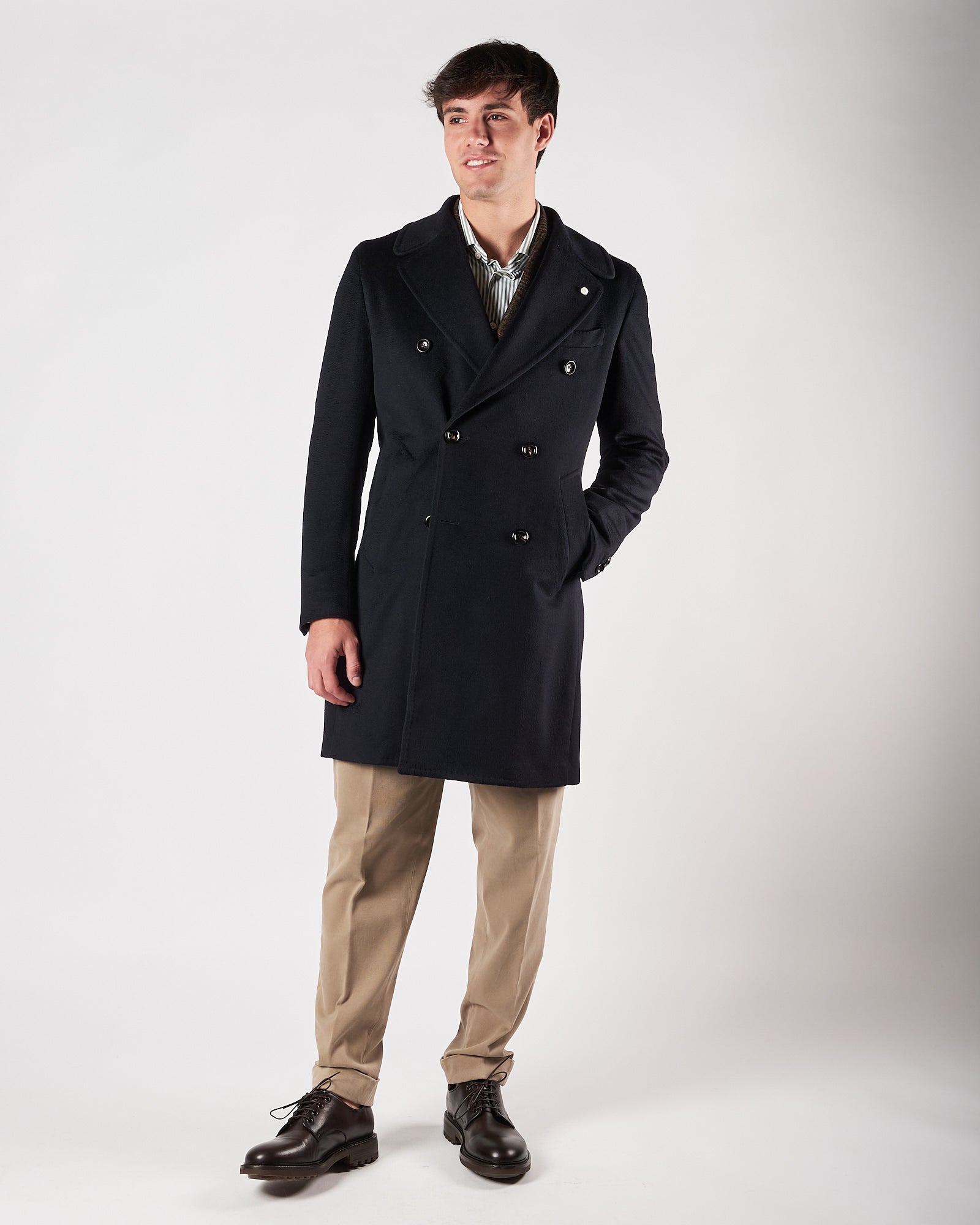 Cappotto Luigi Bianchi doppio petto blu