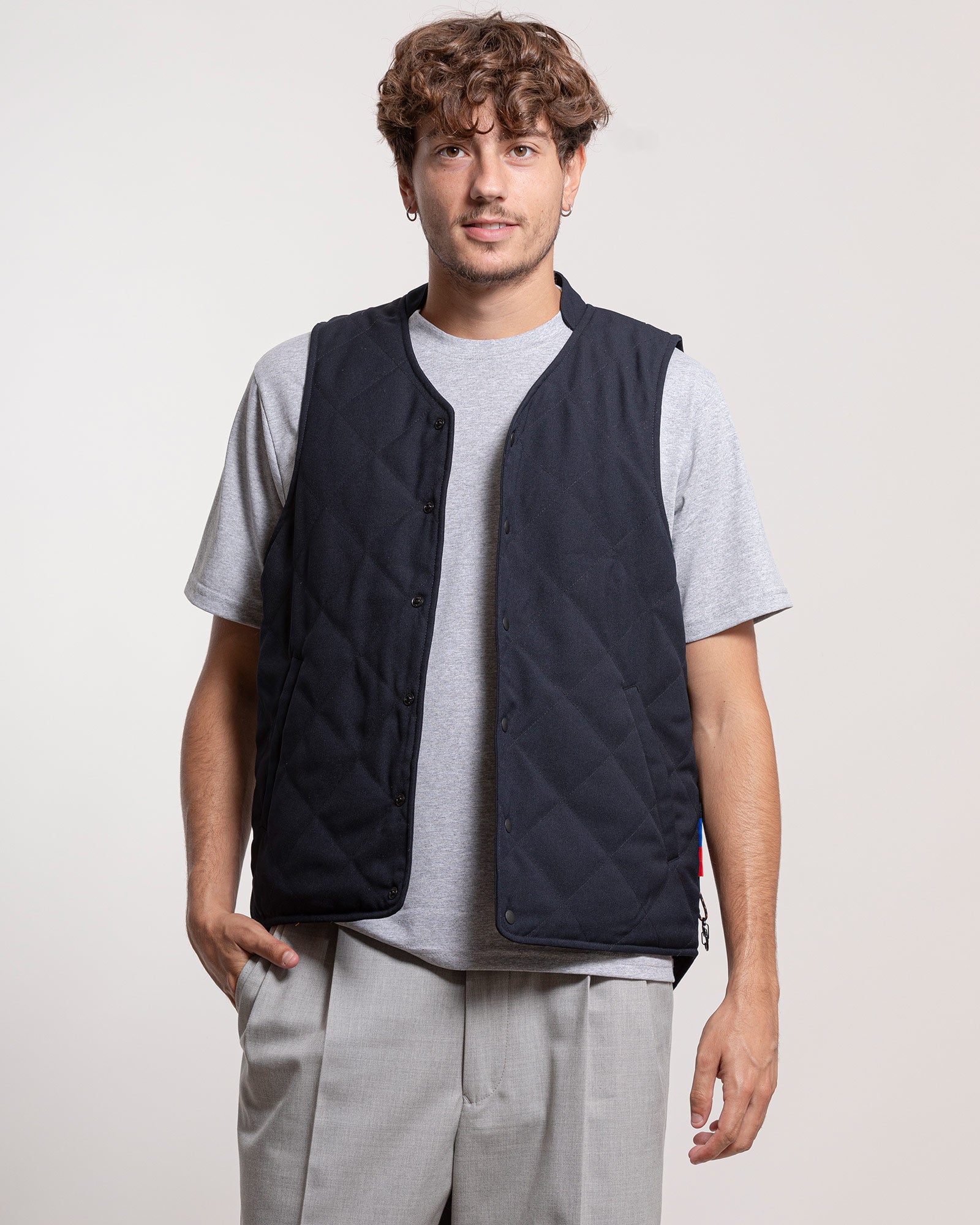 Gilet Adhoconcept trapuntato blu