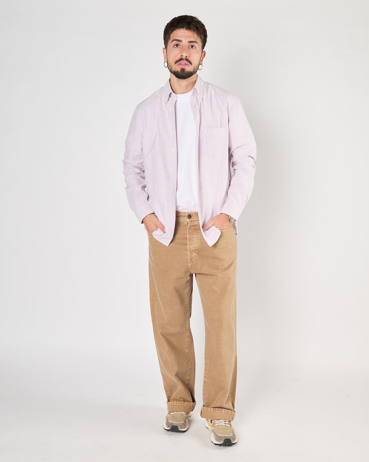 Camicia Xacus button down a righe rosa