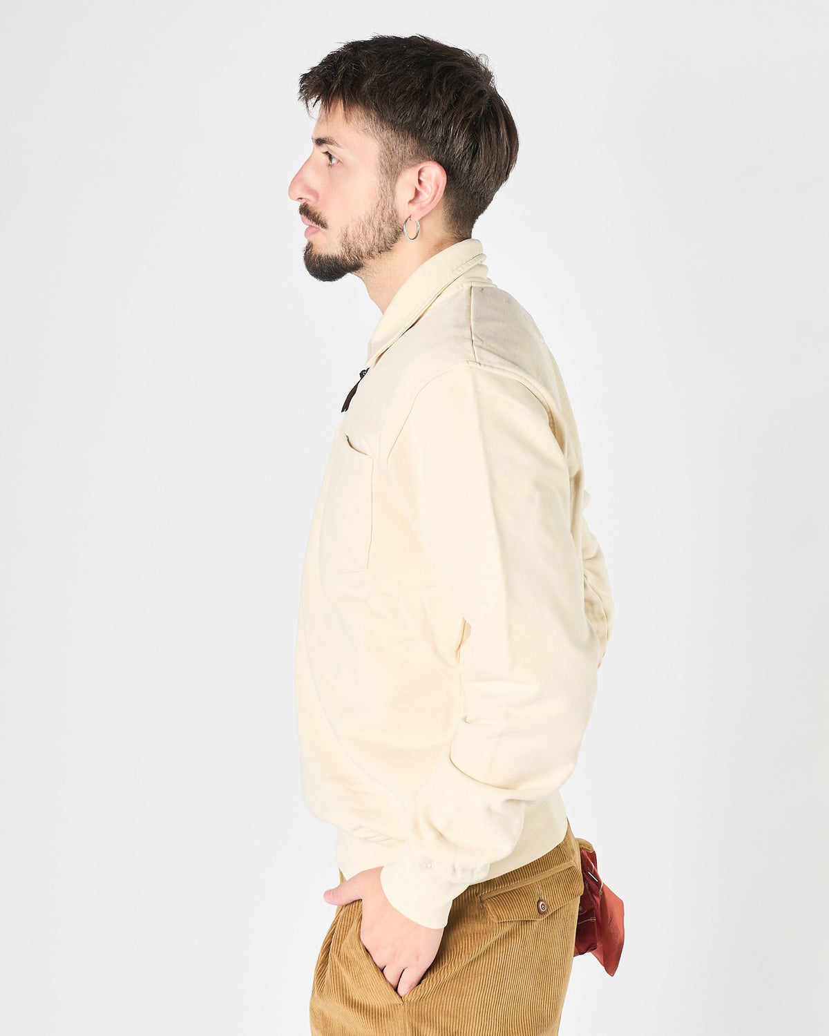 Polo In The Box in felpa mezza zip panna