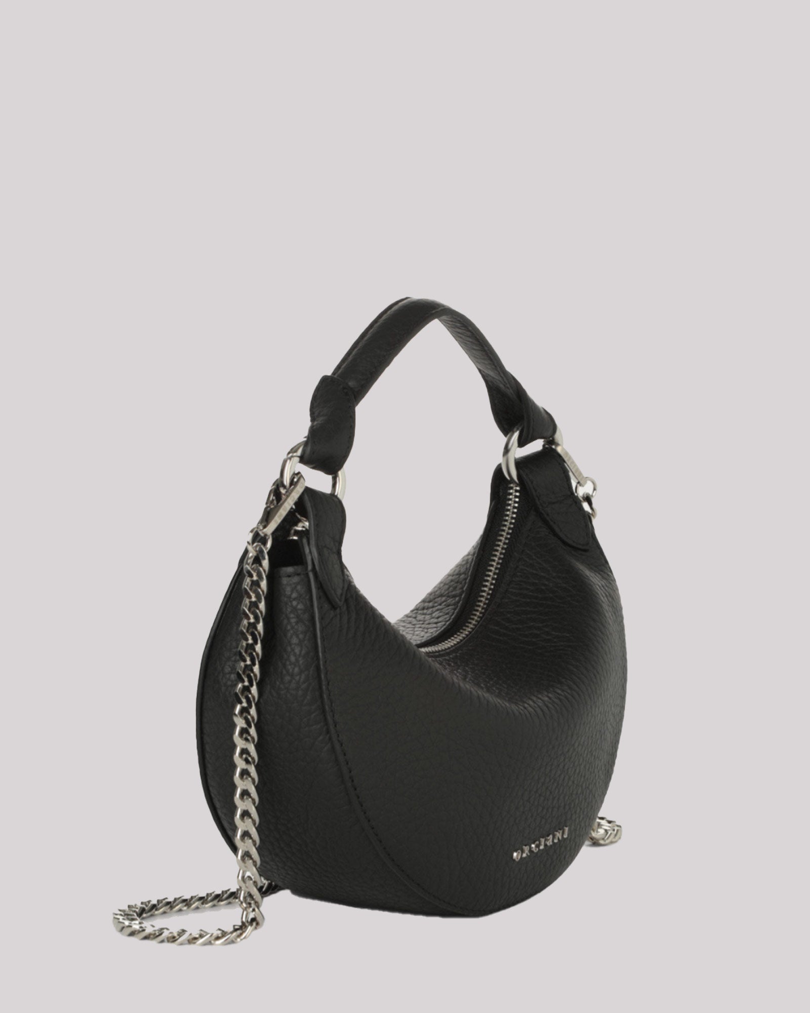 Borsa Mini Dumpling Soft in pelle nero con tracolla