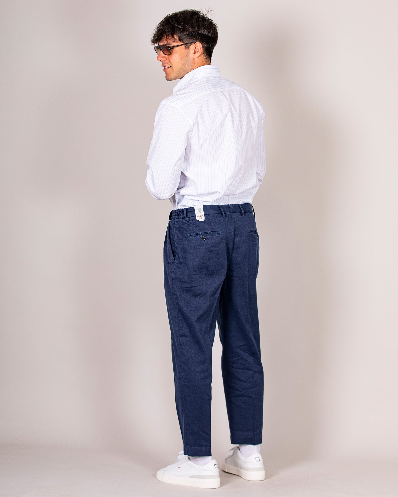 Pantalone doppia pence blu