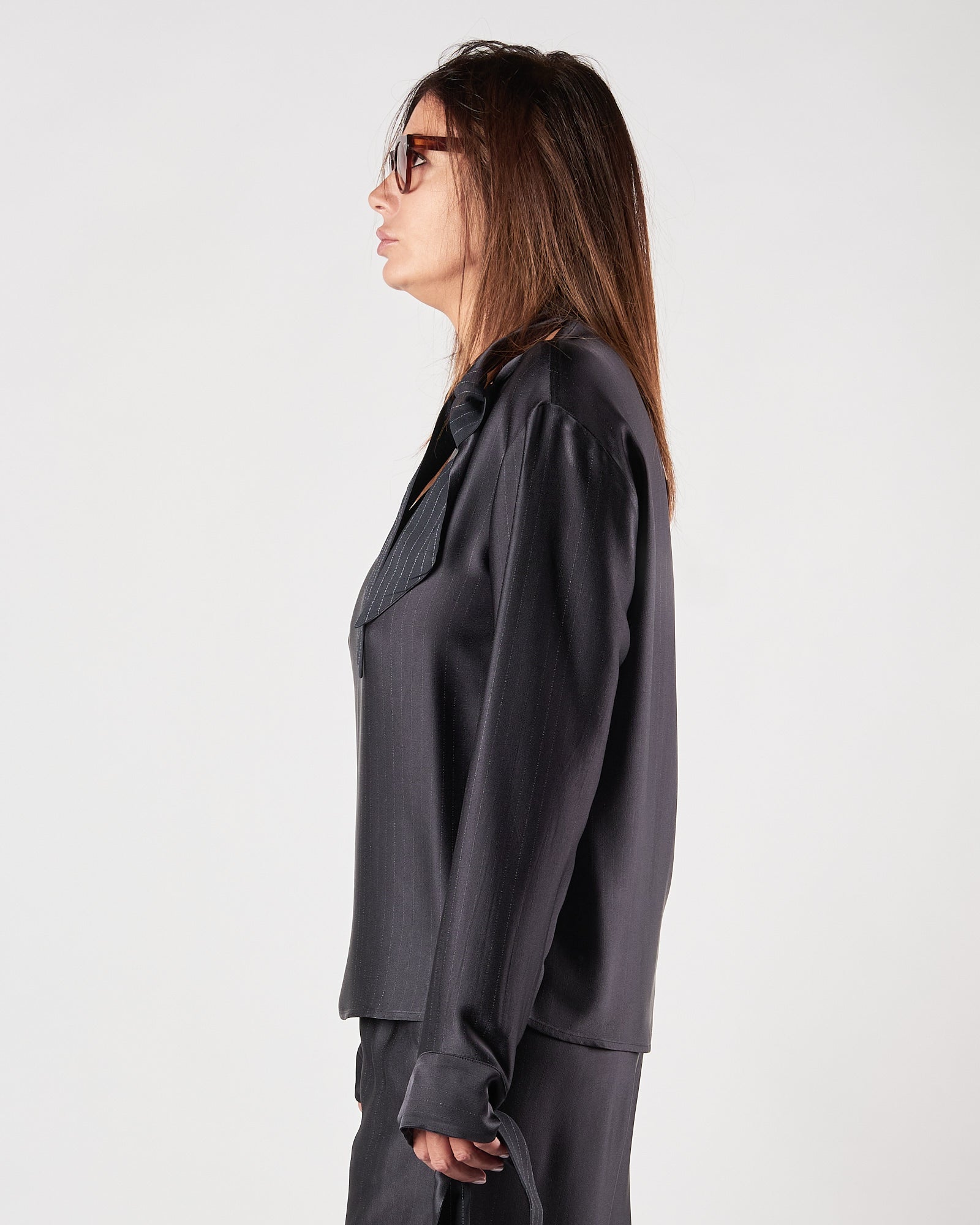 Camicia Tela9 fluido gessata blu