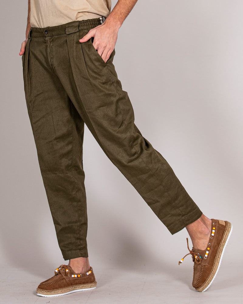 Pantalone doppia pence verde