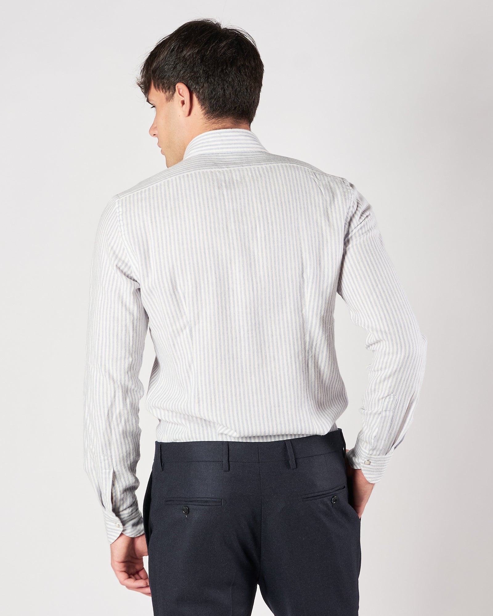 Camcia Xacus rigata celeste e bianca