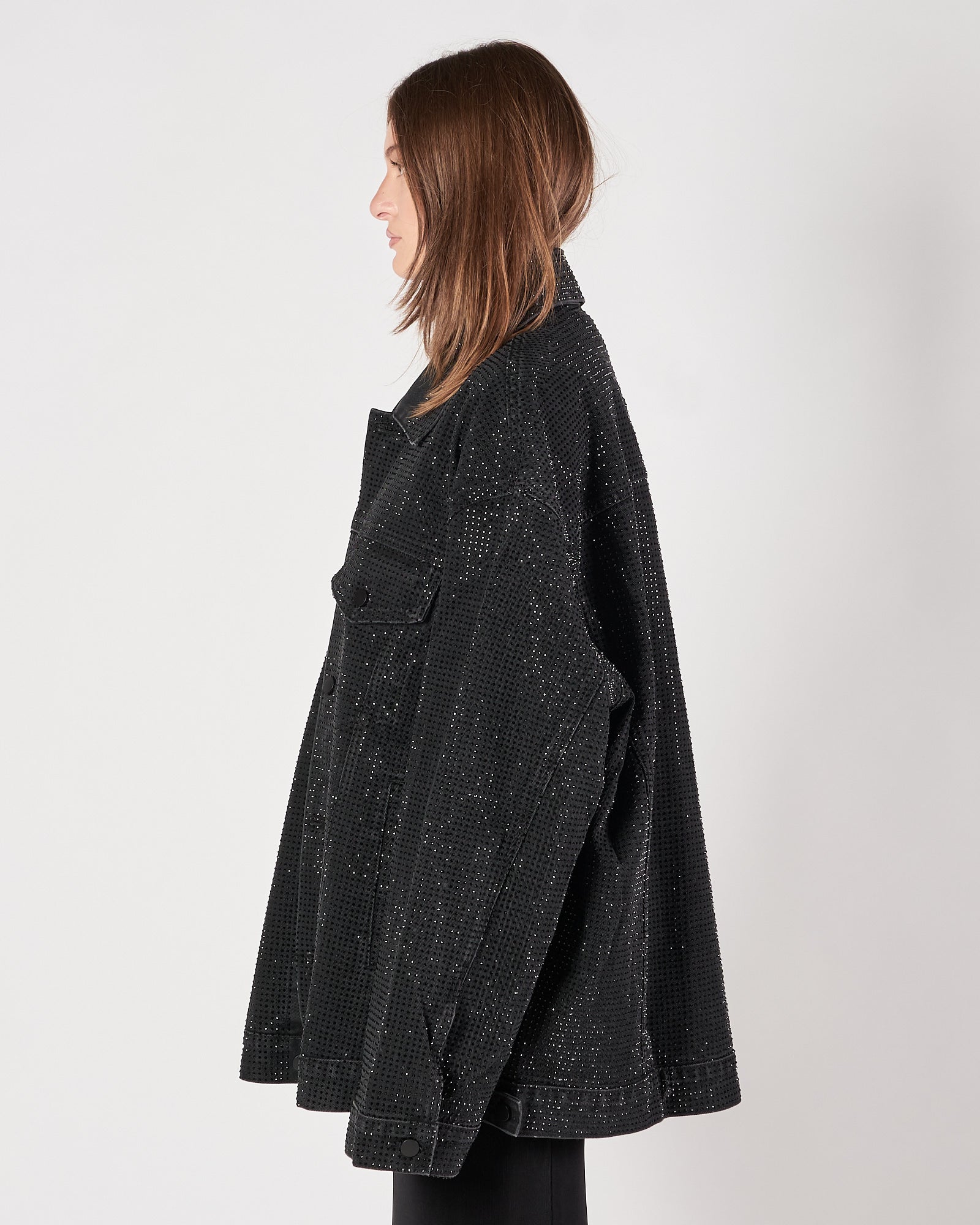 Giacchetto Eleh di jeans over con brillantini