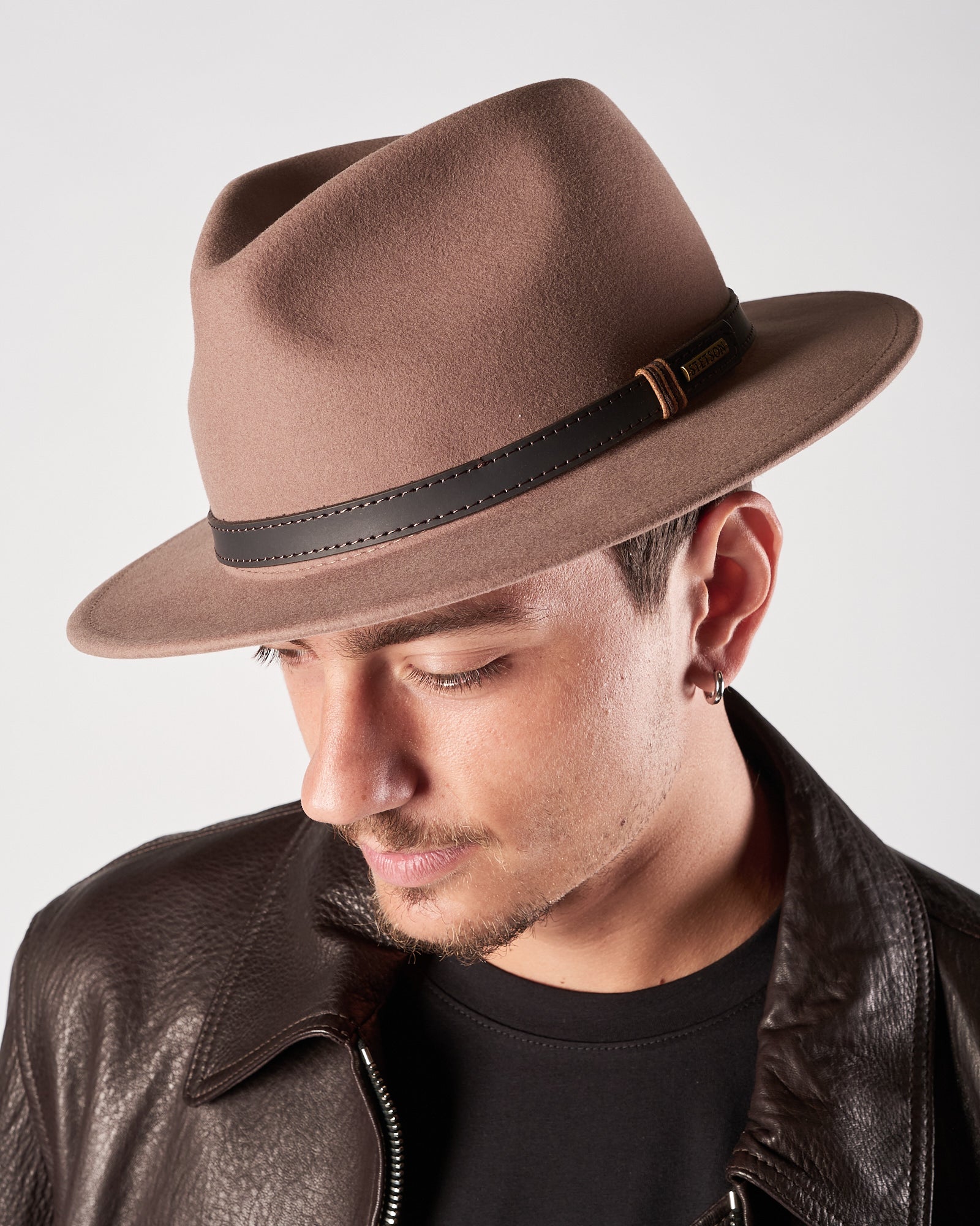Cappello Stetson fango con cinturino in pelle