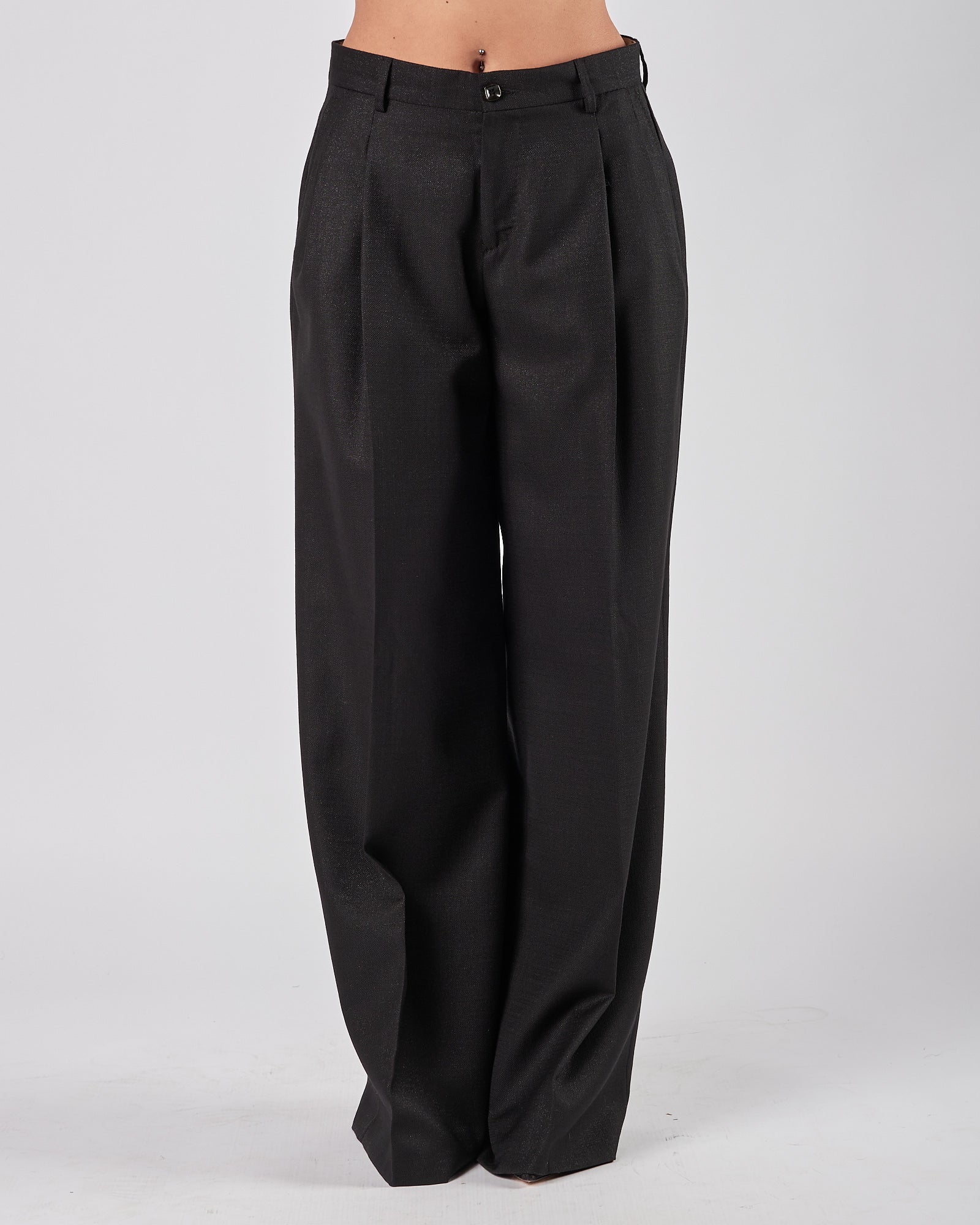 Pantalone Lbm1911 doppia pence nero lurex